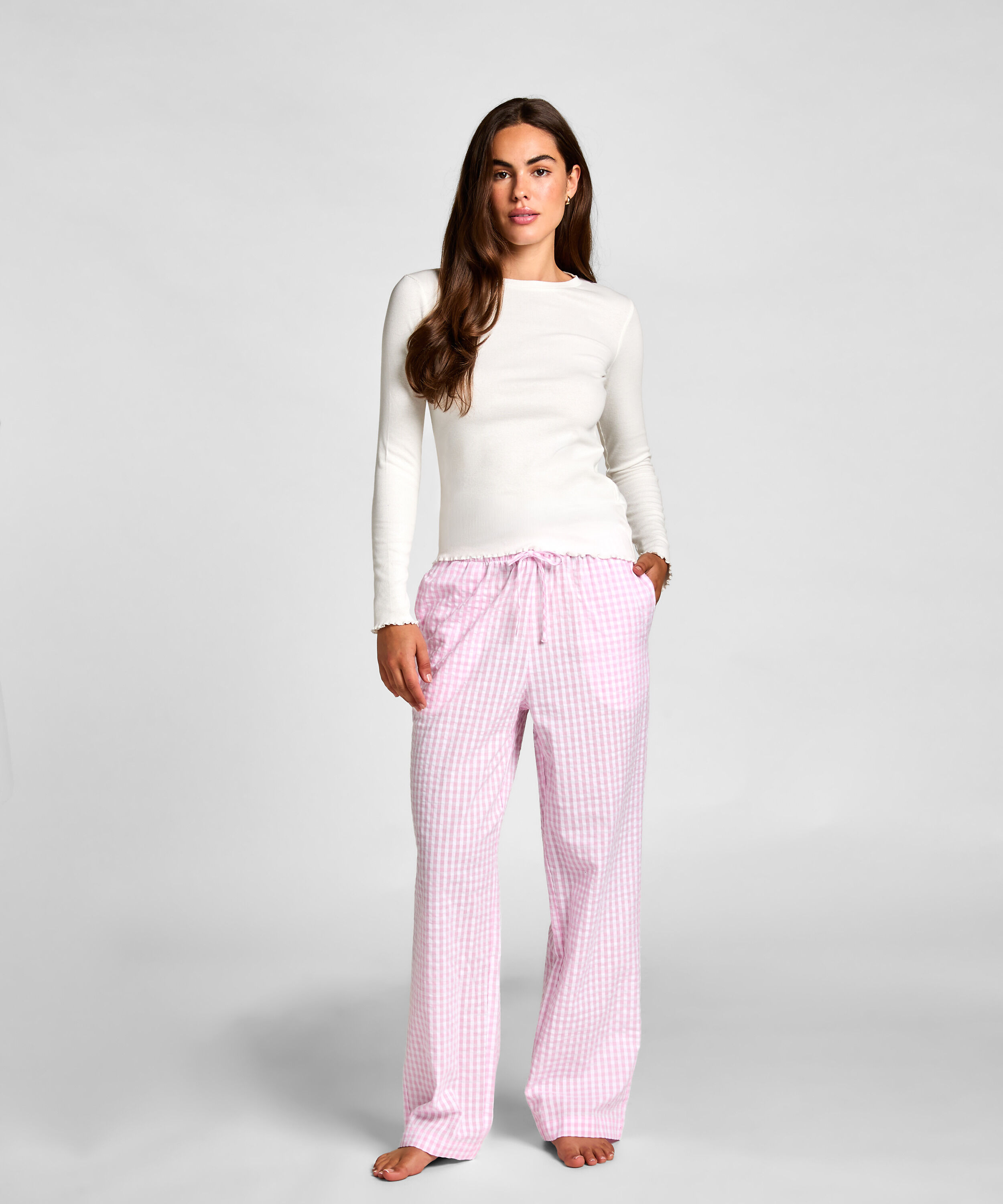 Pyjamatop met lange mouwen, Wit