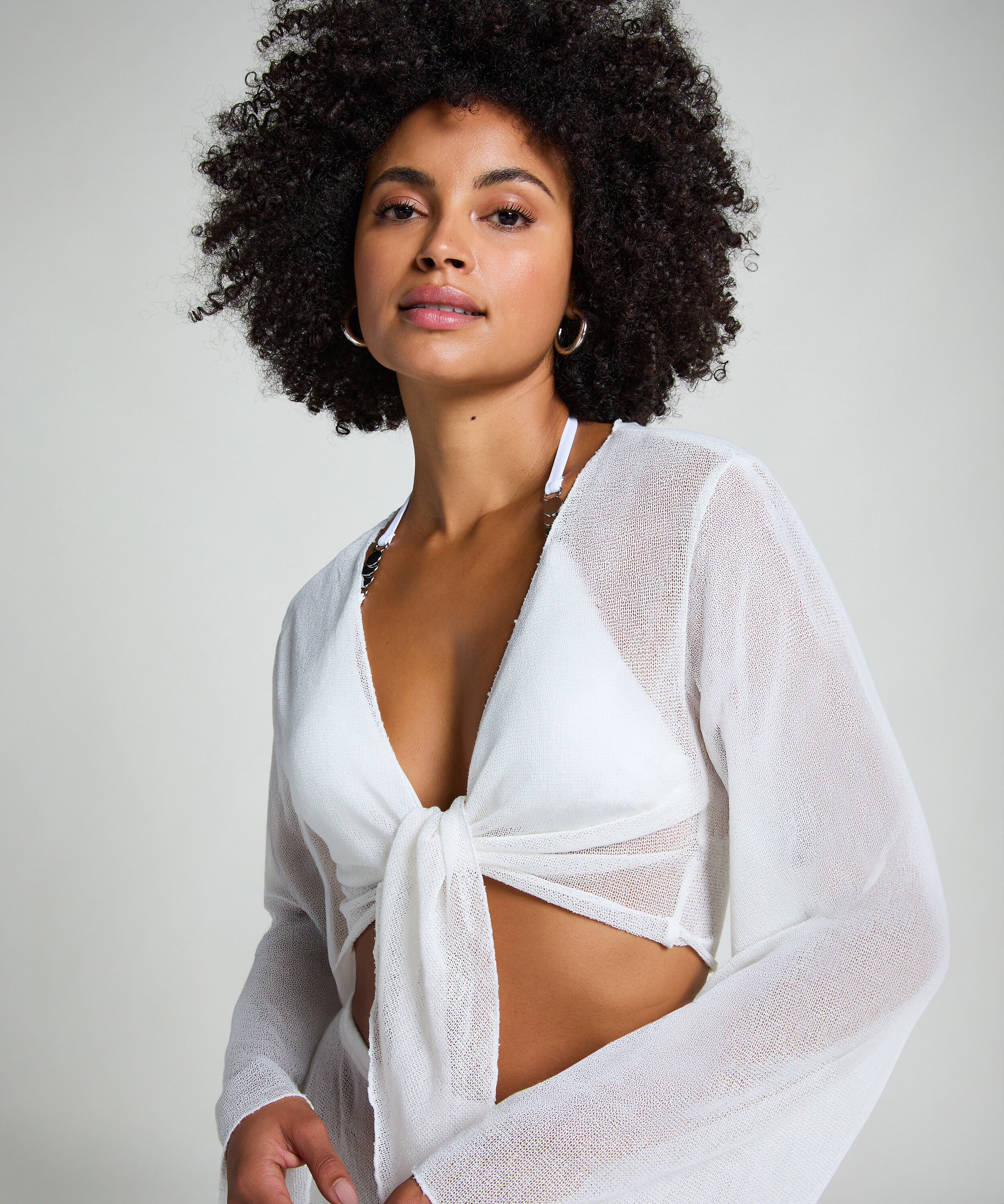 Gebreide strandtop, Wit