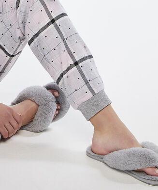 Slippers Fake Fur, Grijs