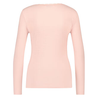 Pyjama top lange mouwen rib, Roze
