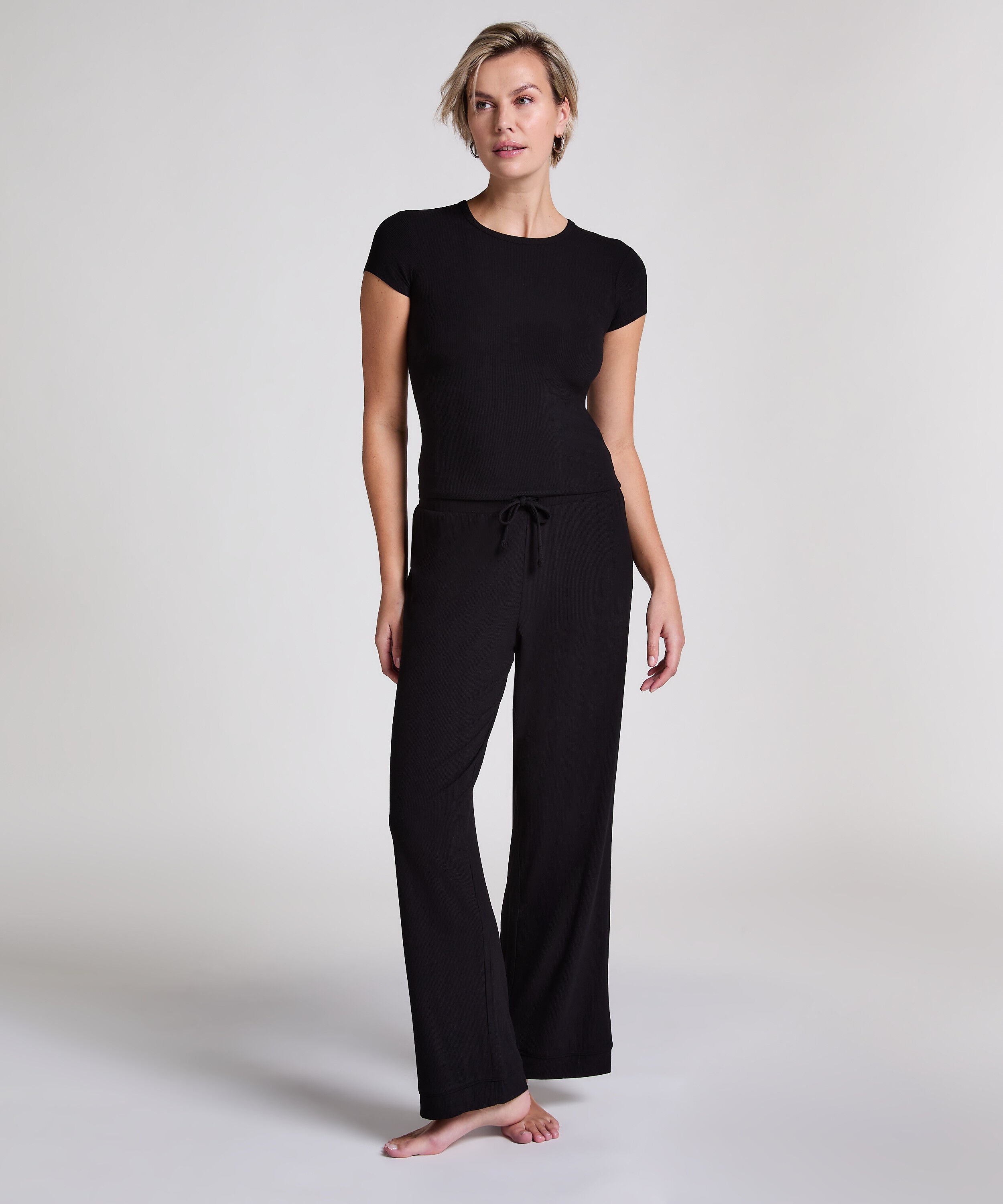 Broek Rib Essential, Zwart Broek Rib Essential, Zwart