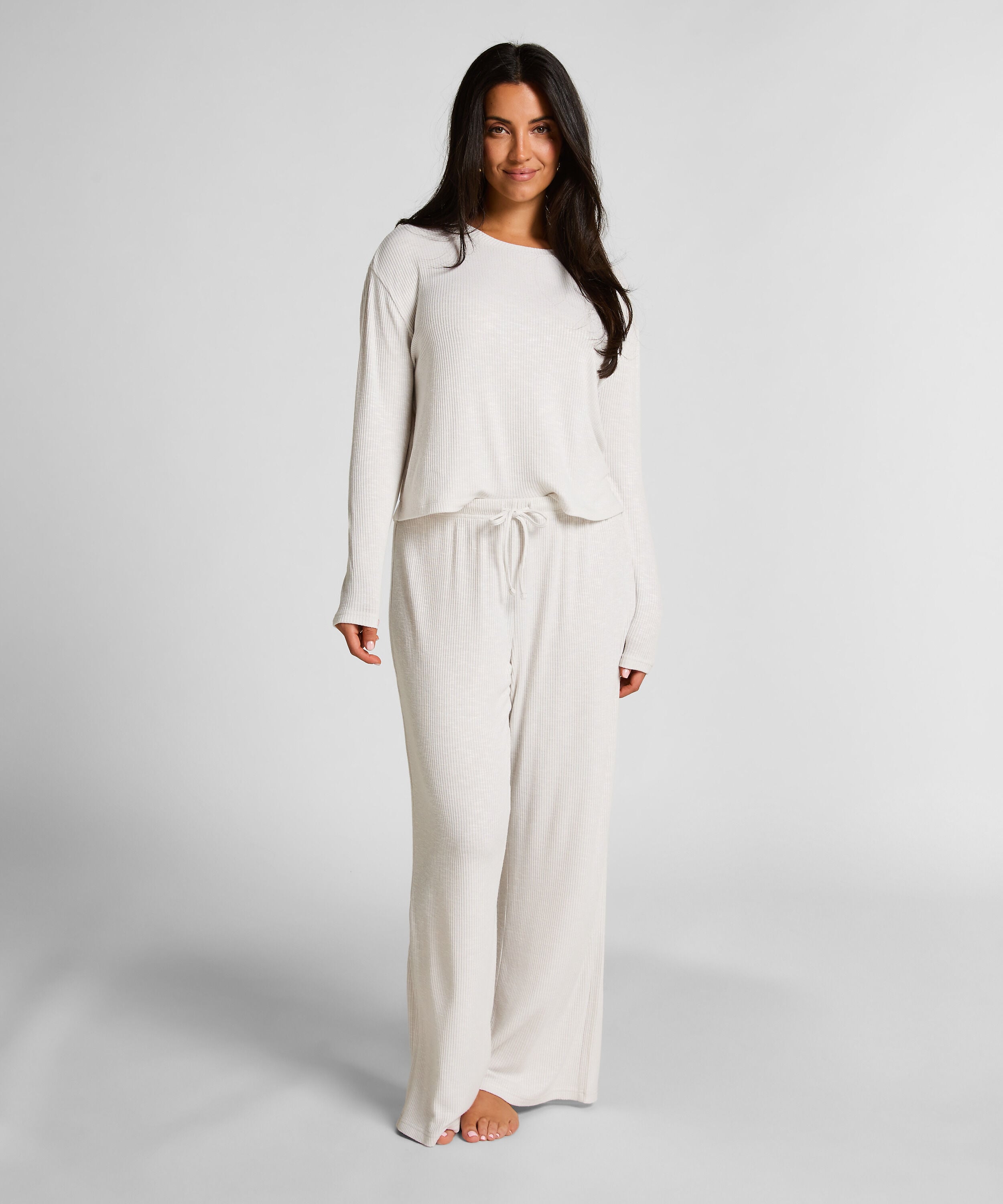 Pyjamabroek Pointelle, Beige