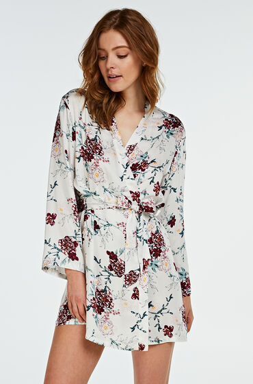 Hunkemoller Kimono Woven Blossom Wit hunkemoller kopen in de aanbieding