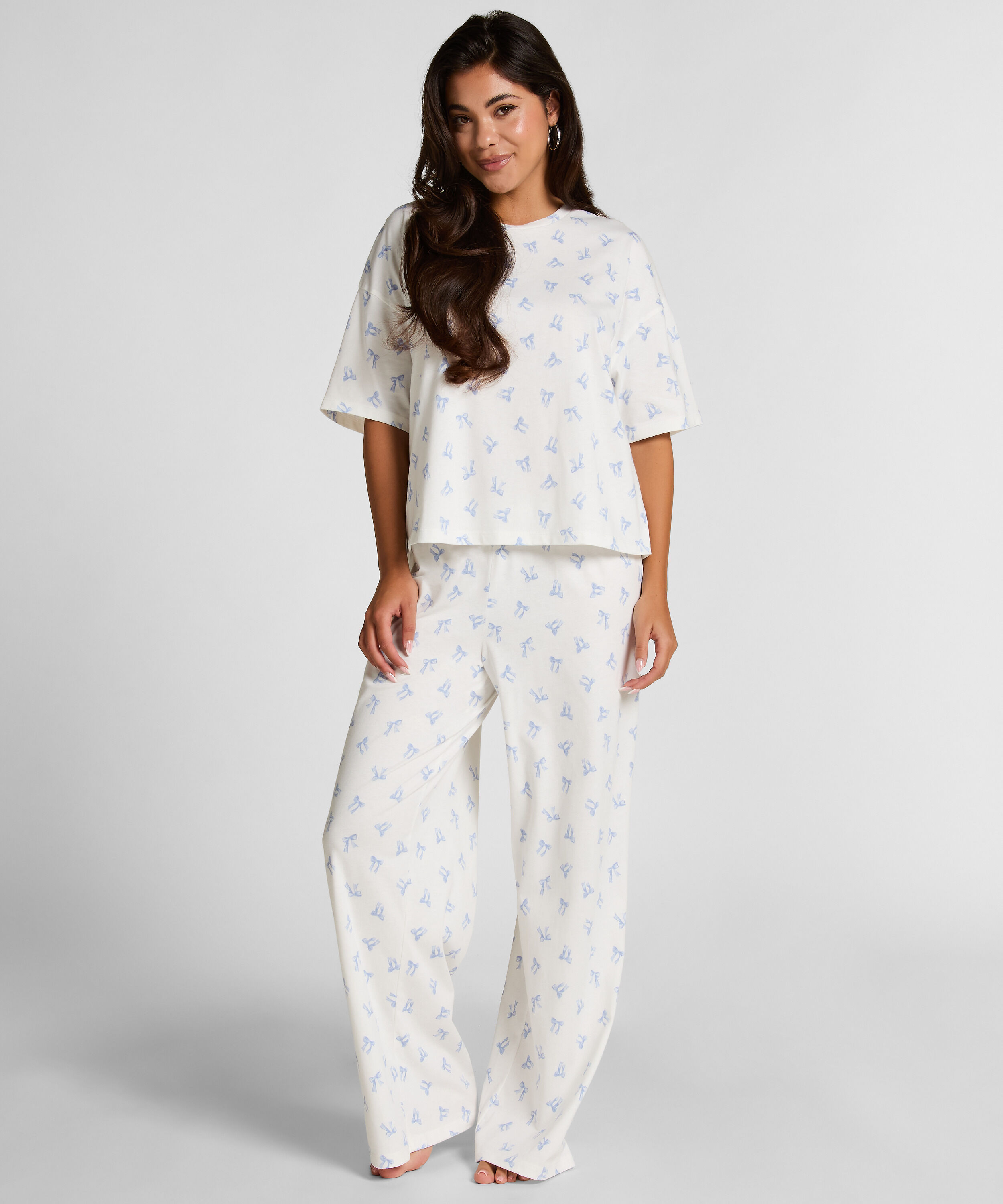 Pyjamaset Katoen Jersey Lang, Wit