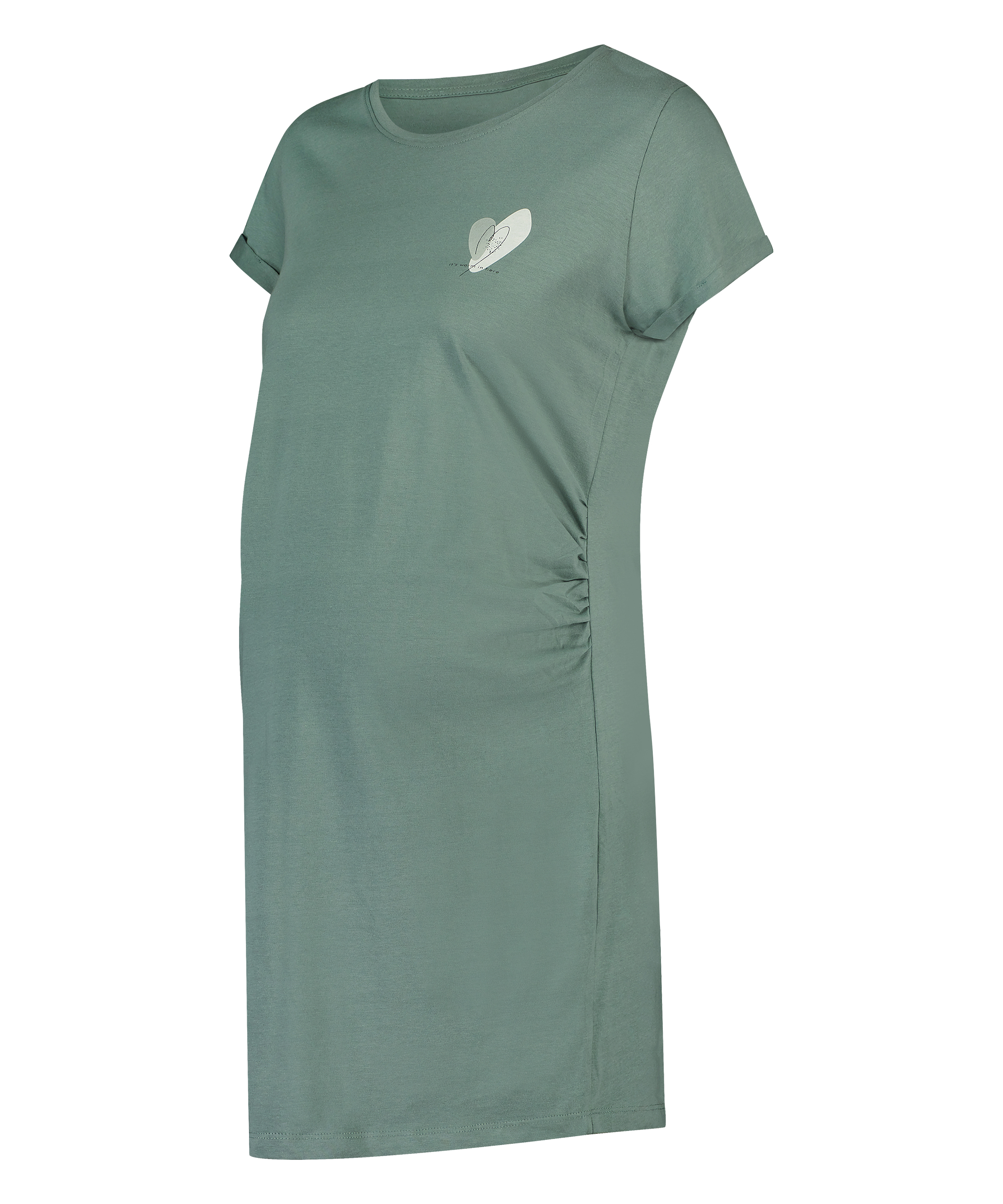 Zwangerschapsnachthemd met korte mouwen, Groen, main