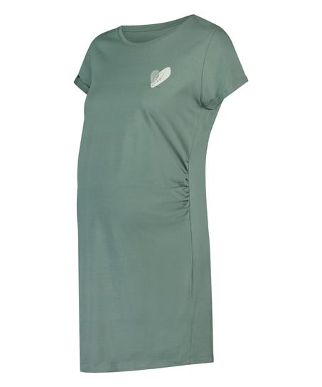 Zwangerschapsnachthemd met korte mouwen, Groen