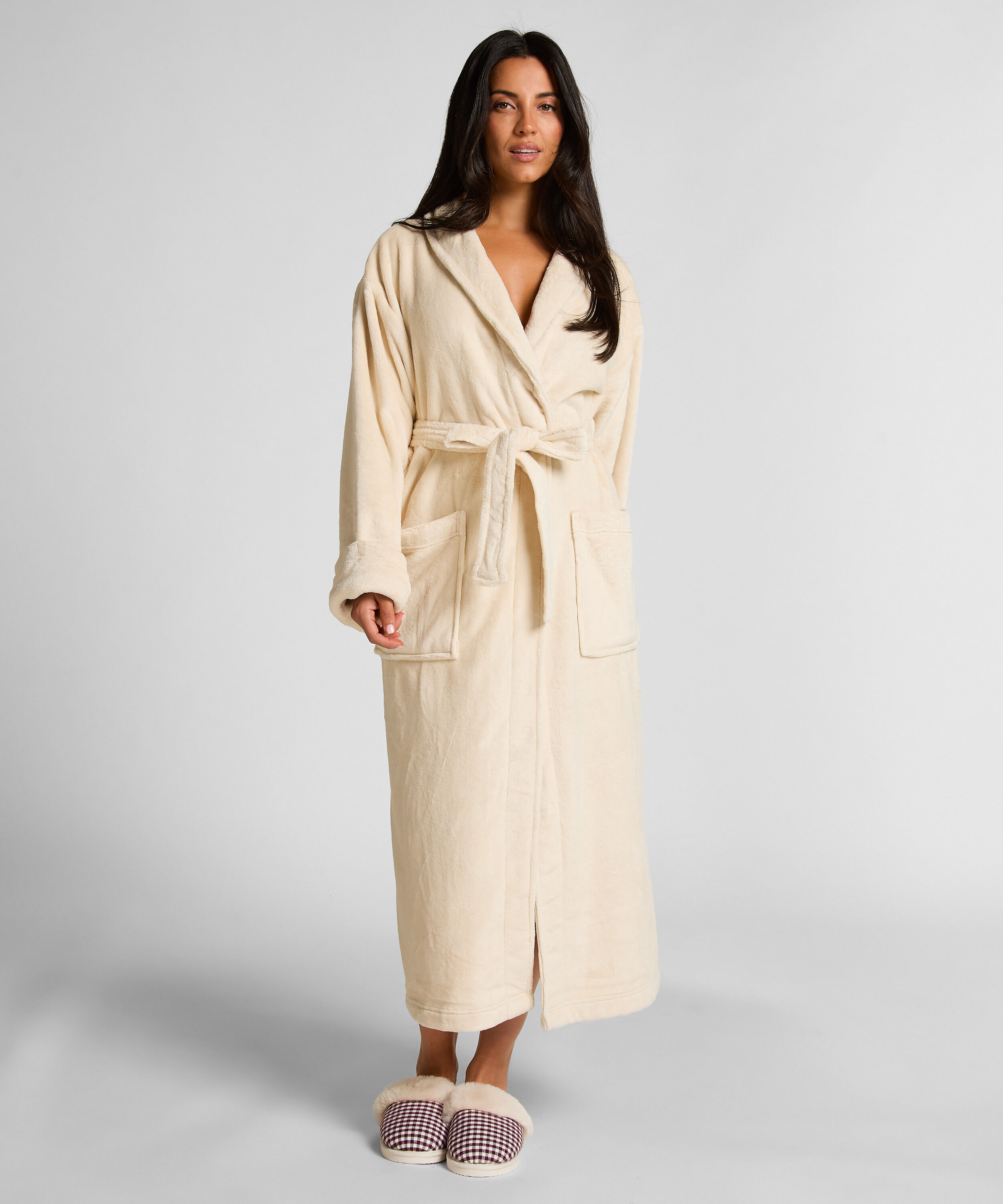 Badjas van zachte fleece, Wit Badjas van zachte fleece, Wit