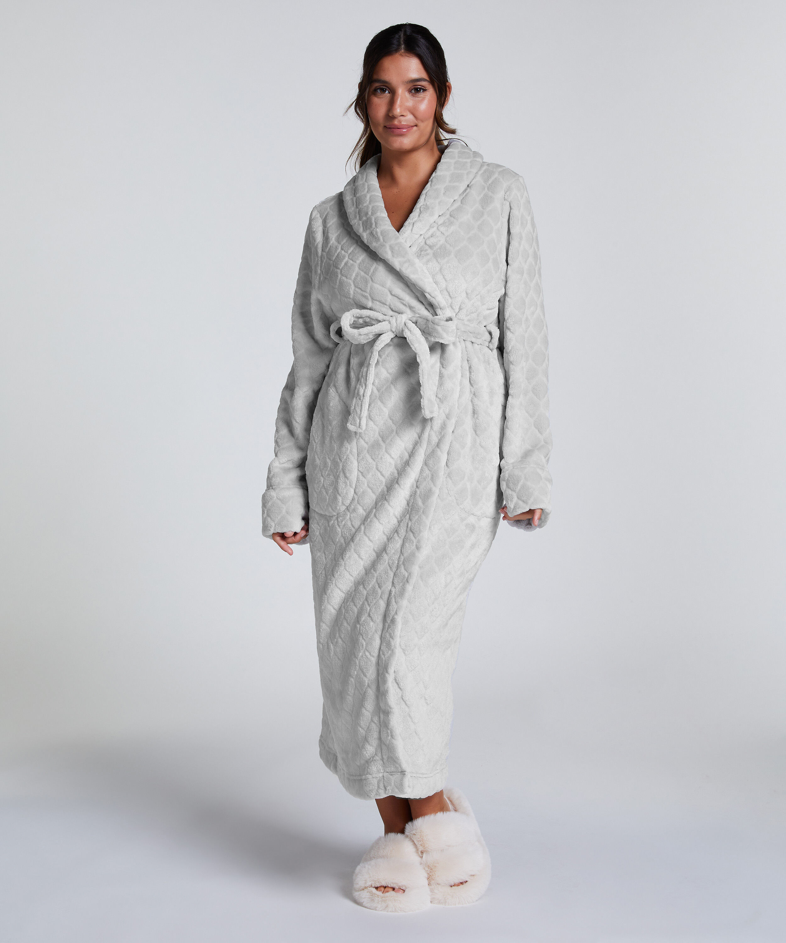 Lange badjas Fleece, Grijs