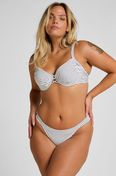 Hunkemöller Hoog Uitgesneden Bikinibroekje Strepen Wit