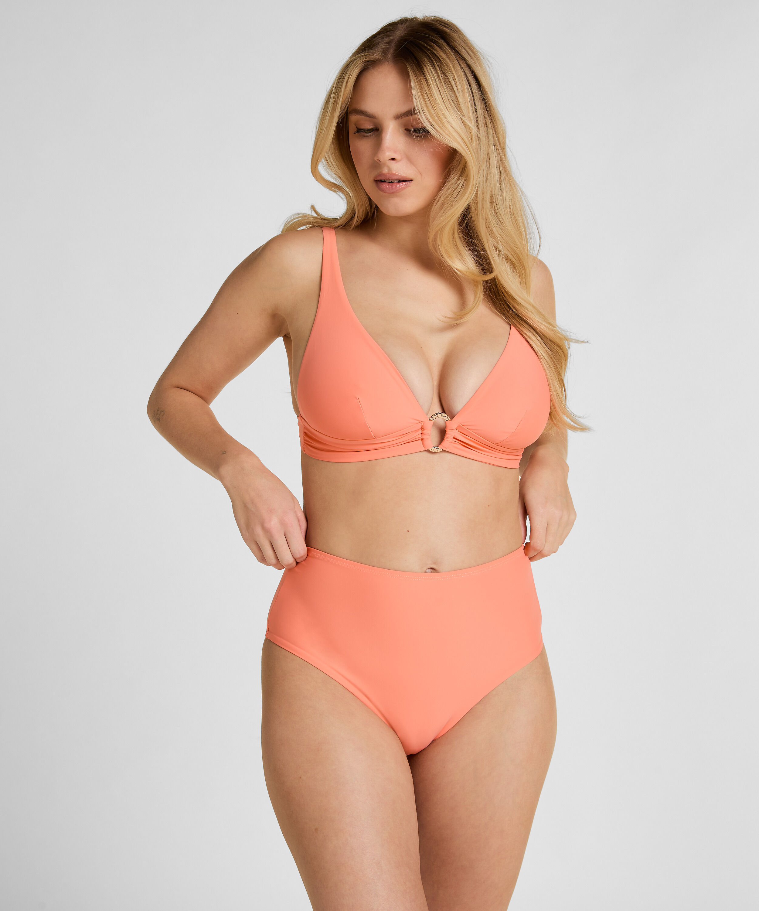 Corrigerend Bikinibroekje met Hoge Taille Luxe, Oranje