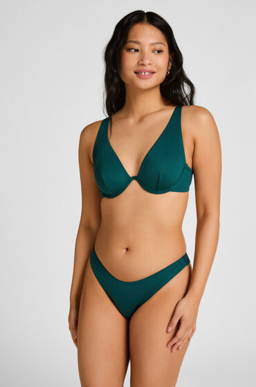 Hunkemöller Hoog uitgesneden neopreen bikinibroekje Groen