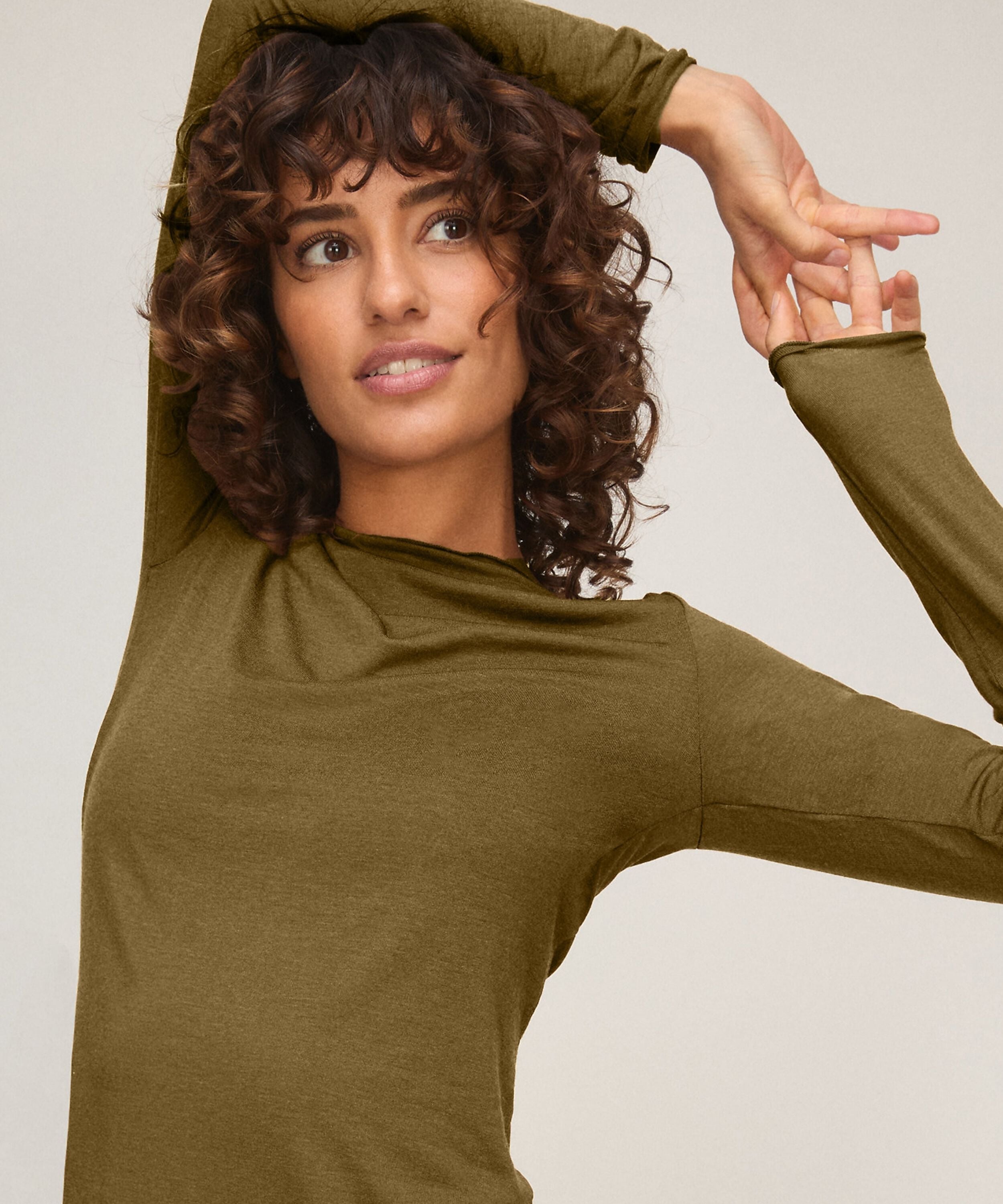 super soft Boothals shirt met Cashmere, Groen super soft Boothals shirt met Cashmere, Groen