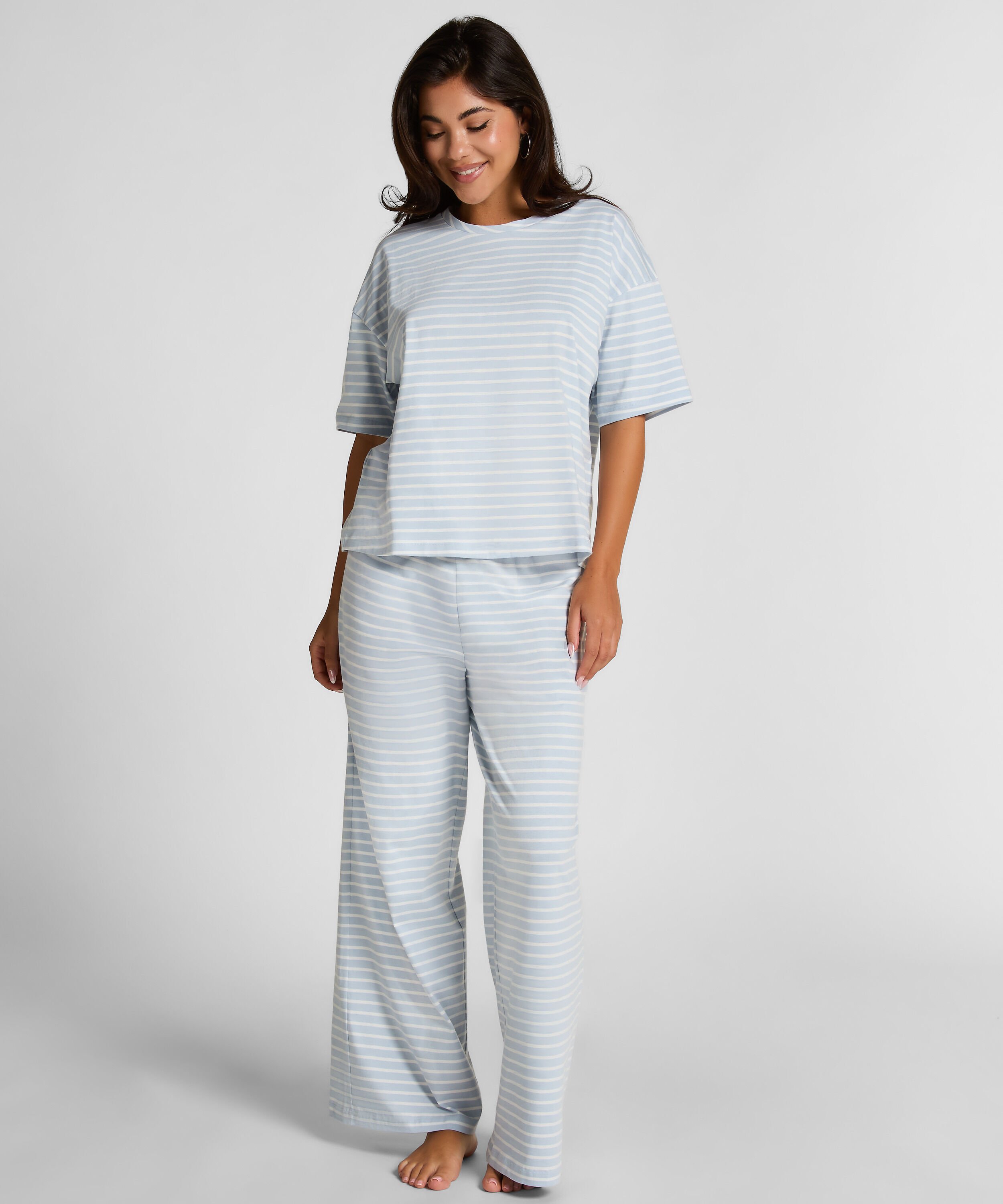 Pyjamaset Katoen Jersey Lang, Blauw