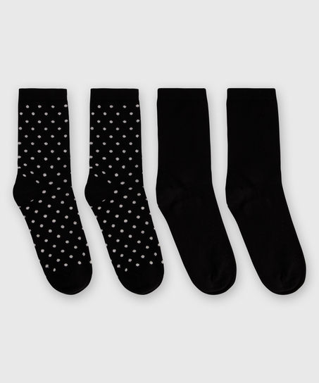 2 paar sokken Polka, Zwart