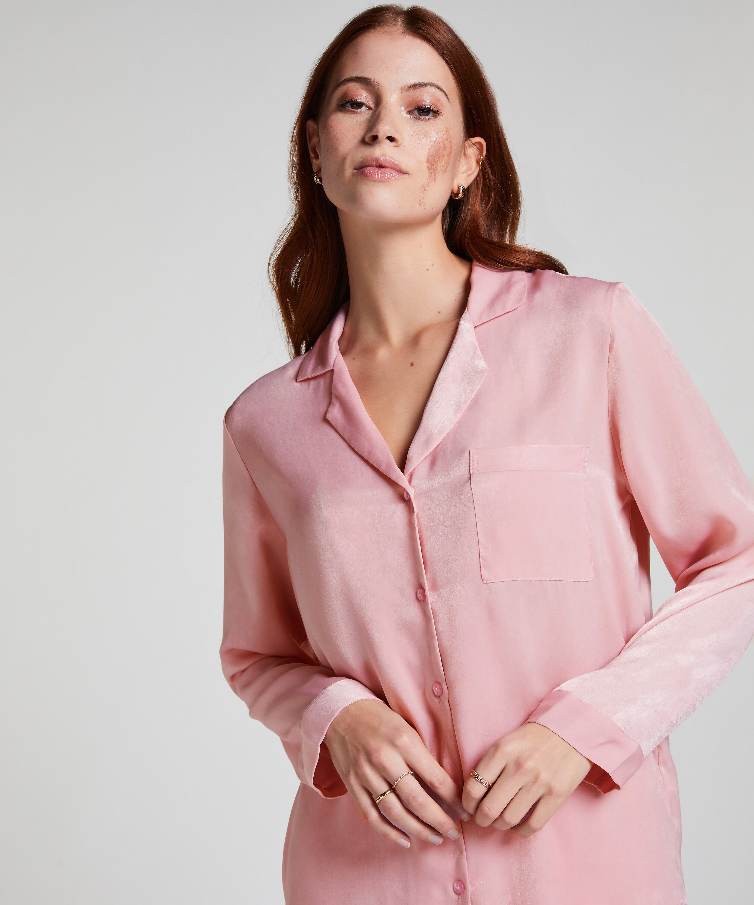 Jacket lange mouwen Satijn, Roze