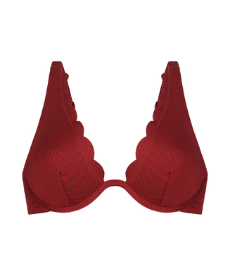 Niet-voorgevormde beugel bikinitop Scallop, Rood