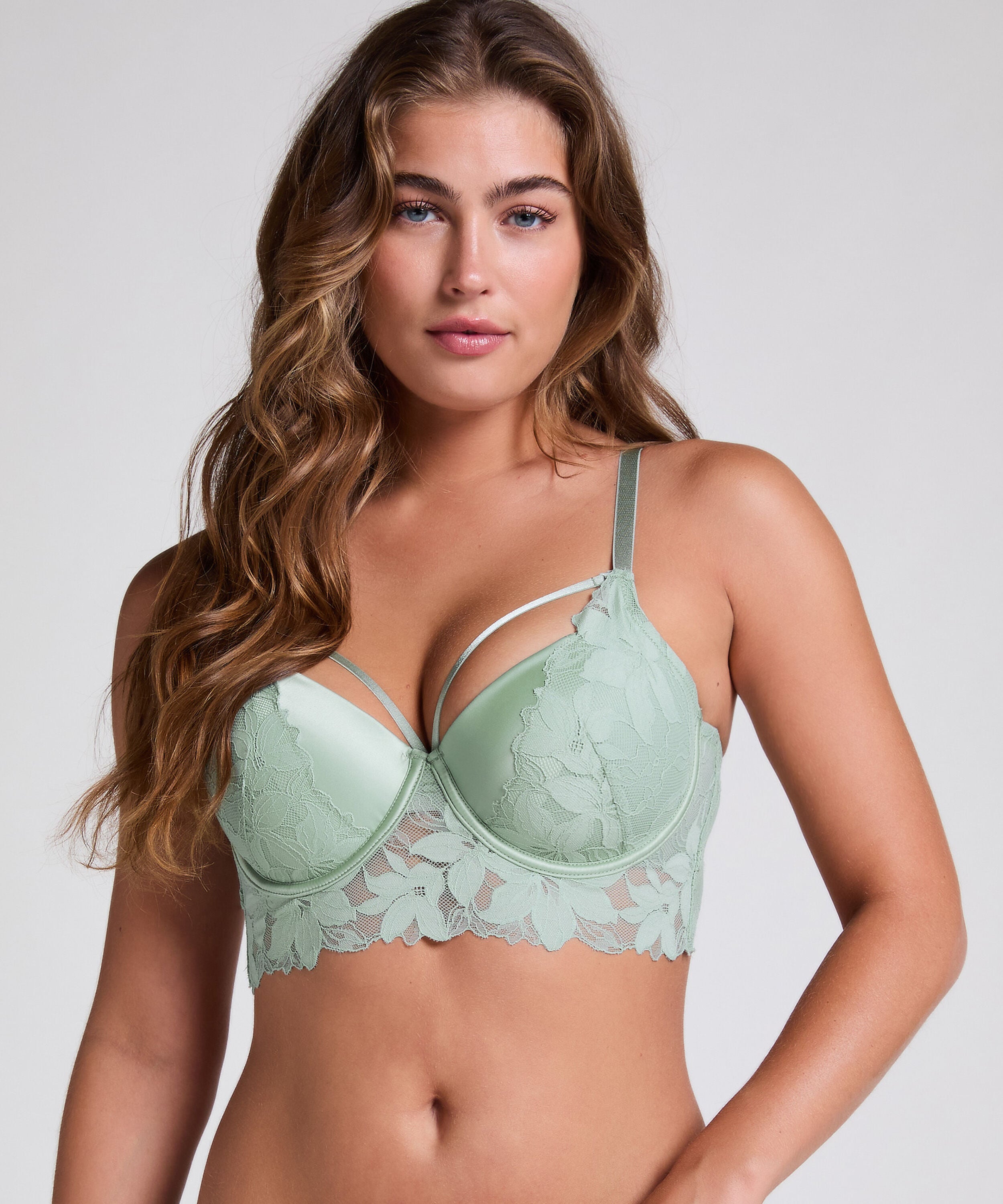 Voorgevormde longline beugel bh Ingrid, Groen