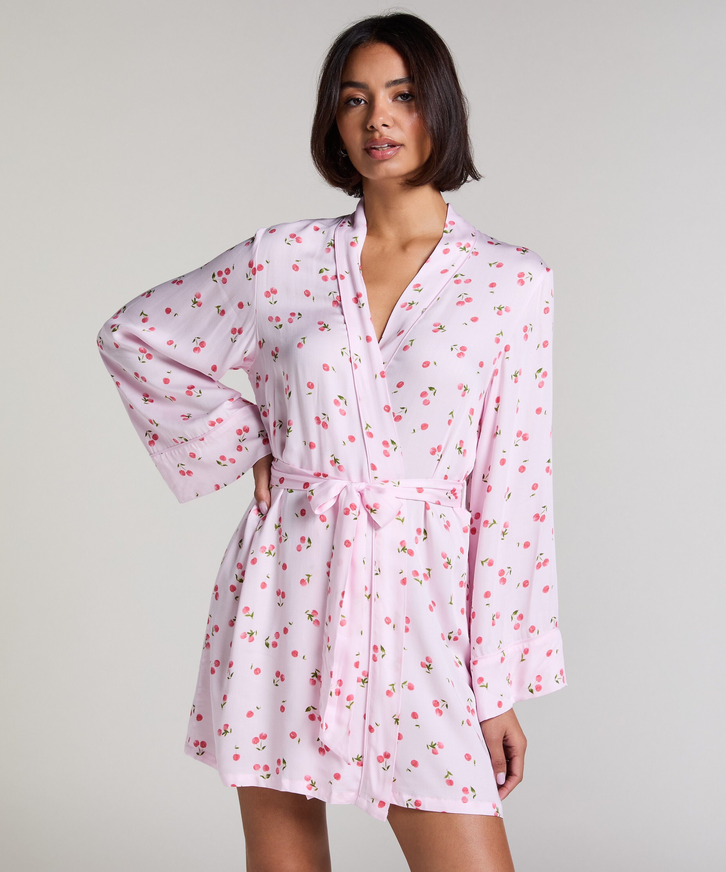 Kimono Satin, Roze Kimono Satin, Roze