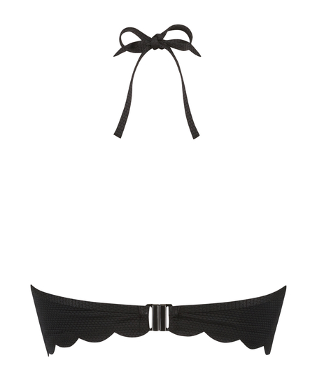 Voorgevormde push-up beugel bikinitop Scallop Cup A - E, Zwart