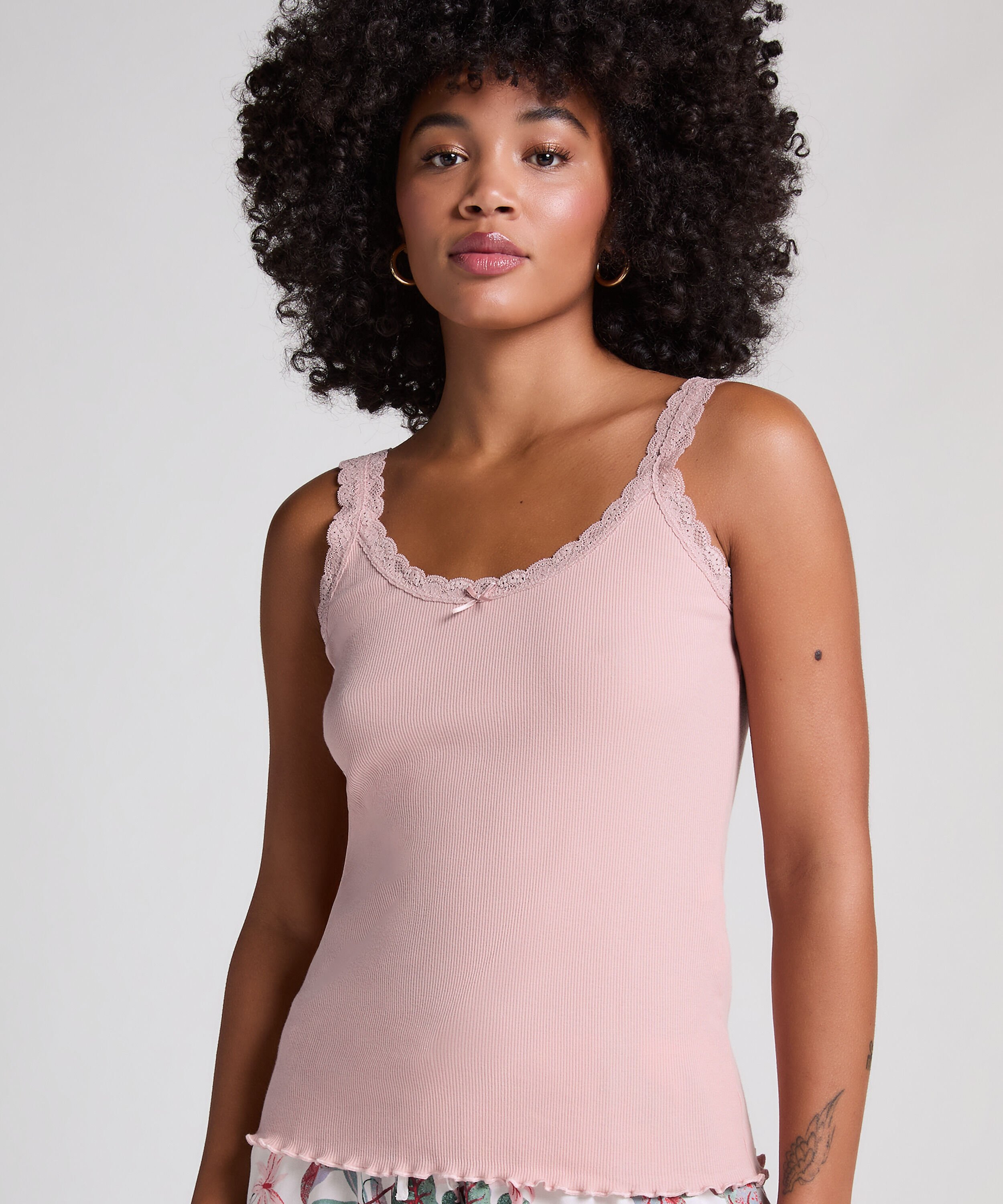 Cami Rib Lace, Roze Cami Rib Lace, Roze