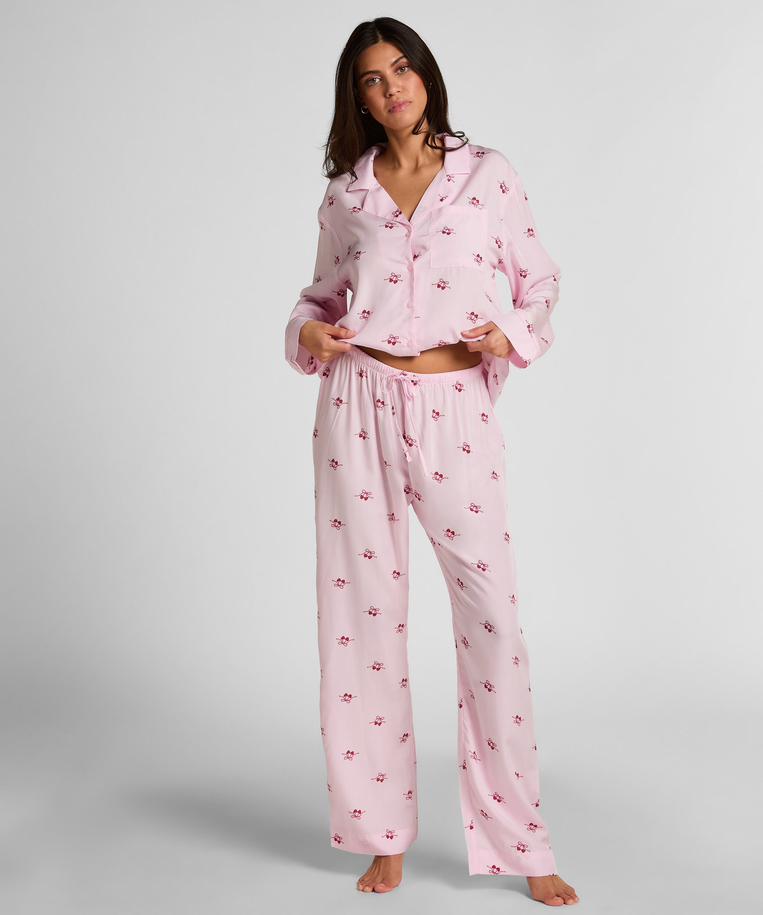 Geweven broek met Kersenprint