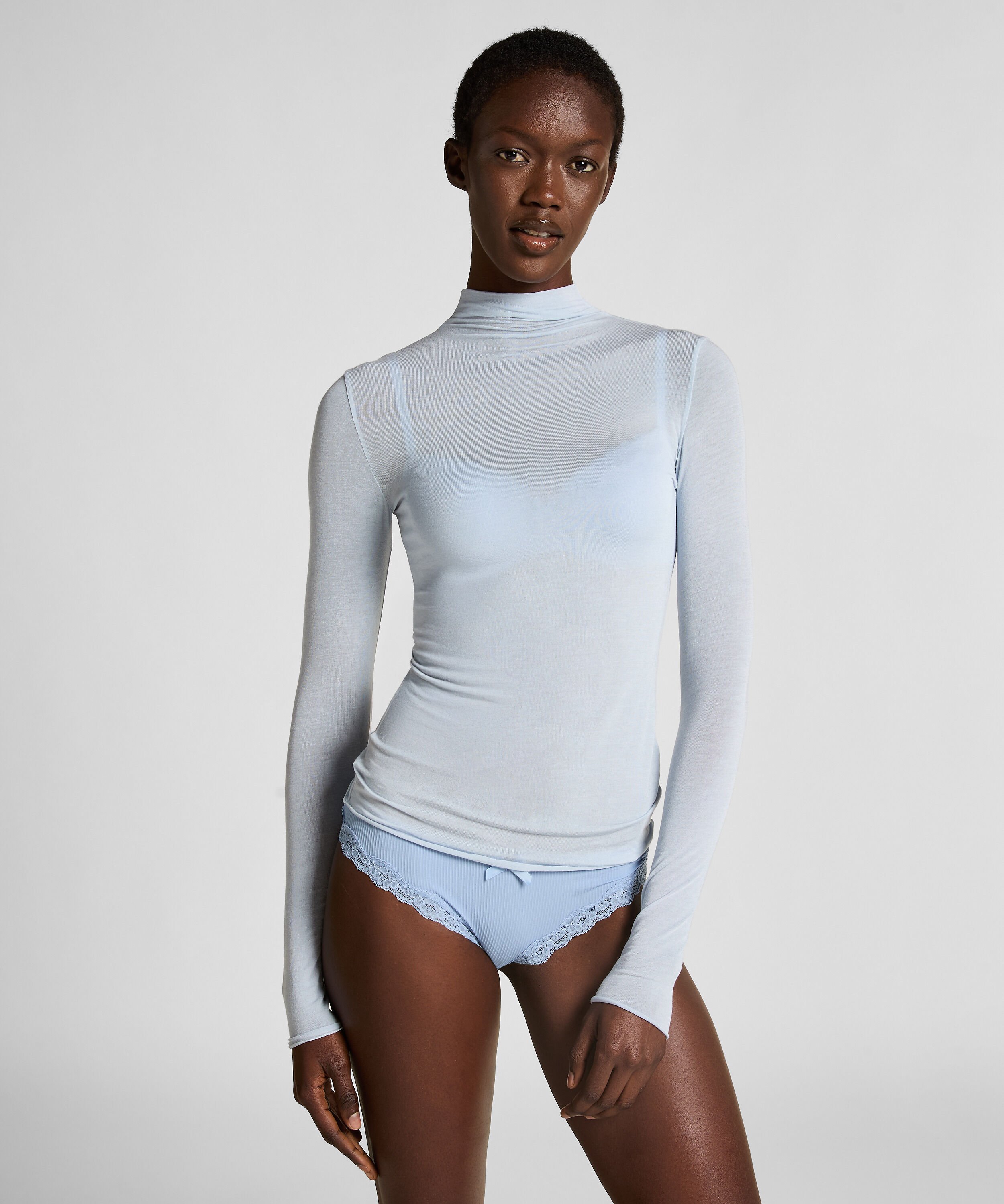 super soft Turtleneck shirt met Cashmere, Blauw super soft Turtleneck shirt met Cashmere, Blauw