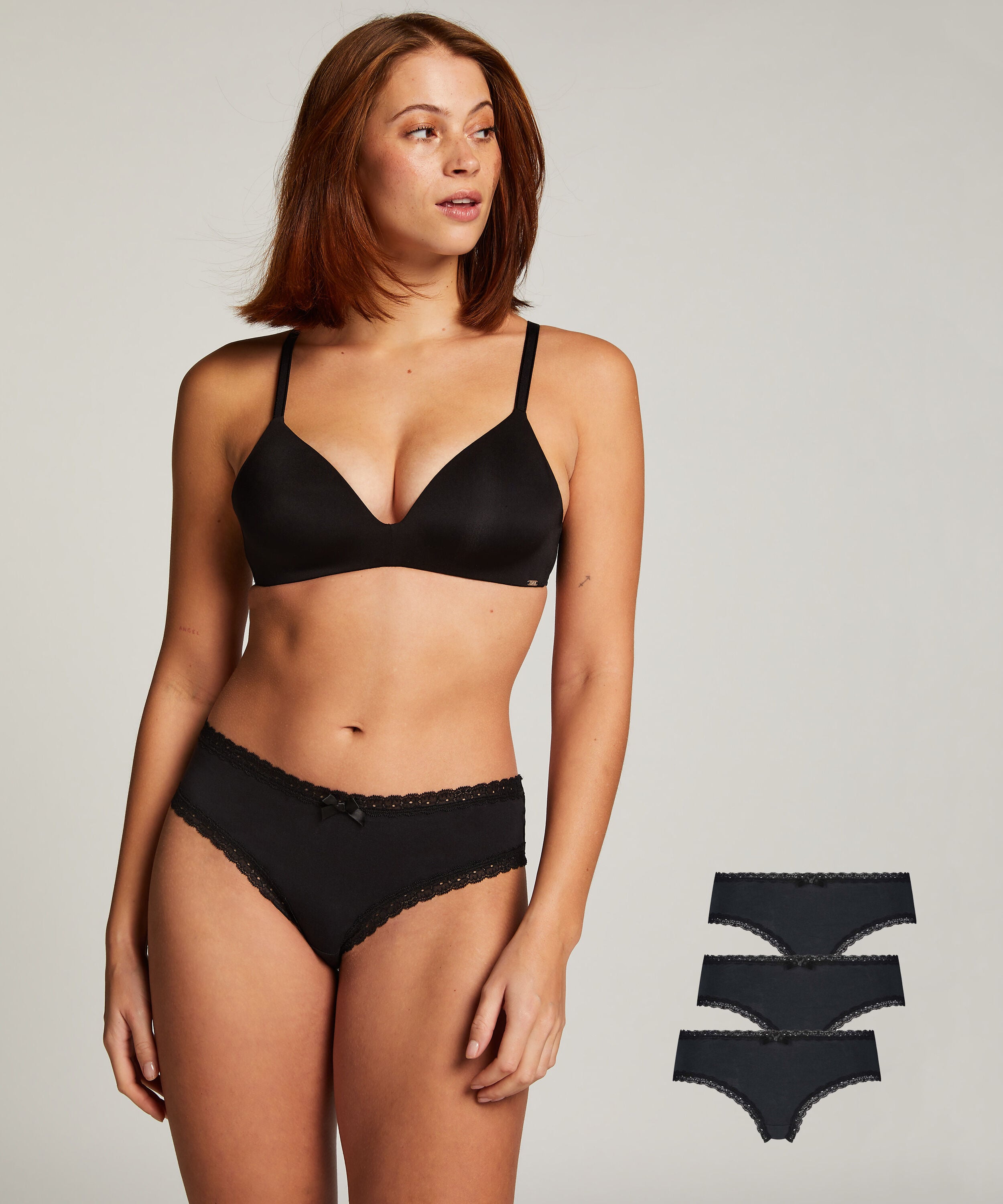 3-pack brazilian short Katoen Georgia, Zwart 3-pack brazilian short Katoen Georgia, Zwart