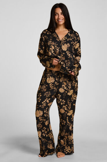 Hunkemöller Pyjamabroek Woven Print Zwart