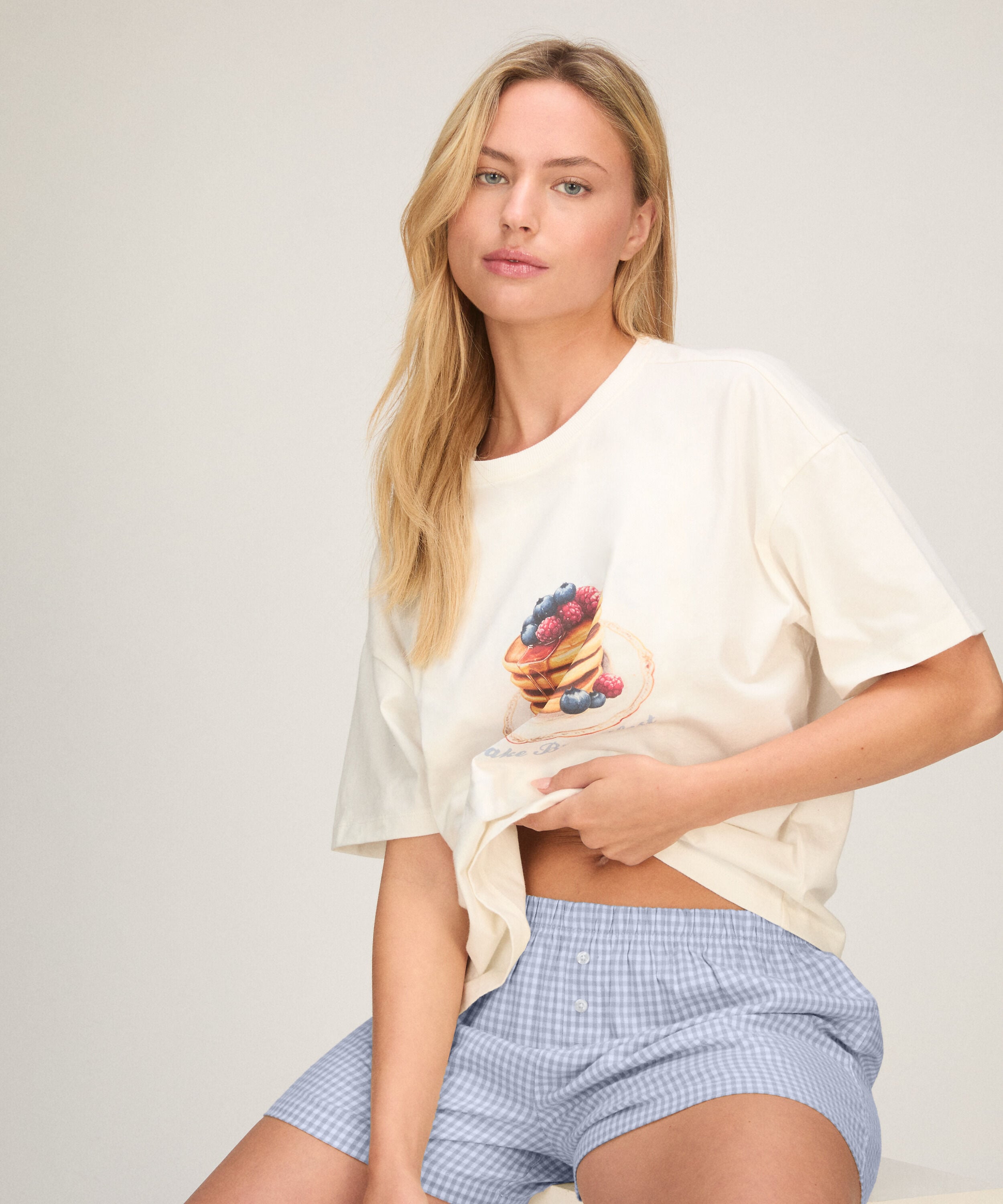Pyjamaset met Short en T-shirt, Wit