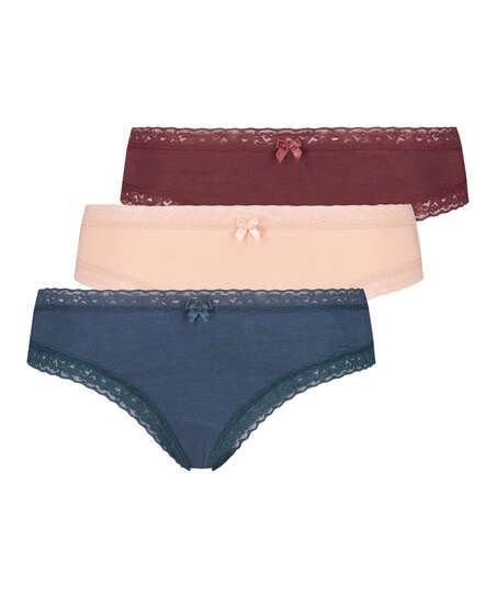 3 paar brazilians Wild Girls Club, Rood