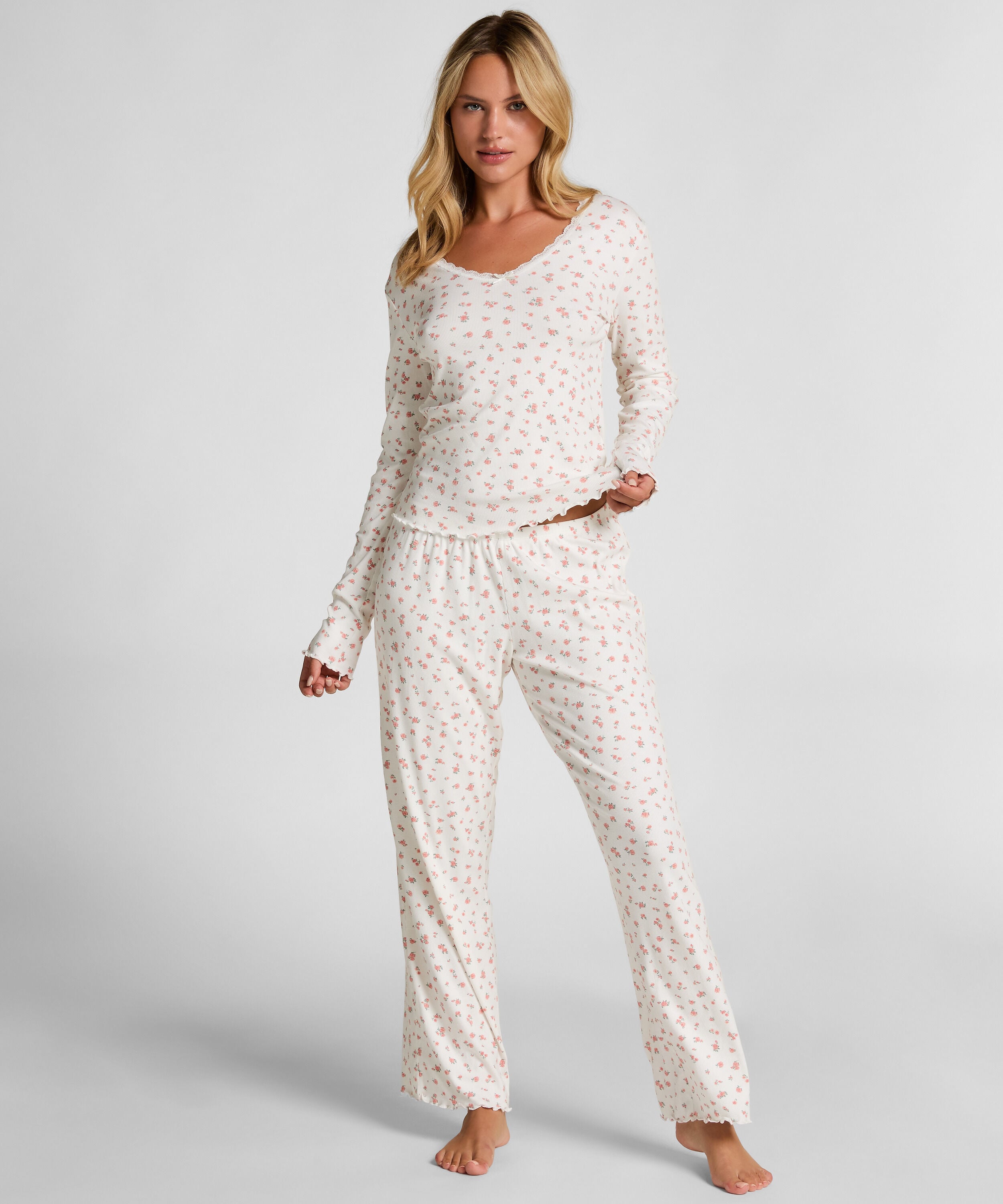 Geribde pyjamabroek