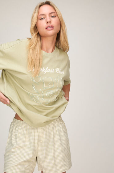 Hunkemöller Pyjamaset met Short en T-shirt Groen