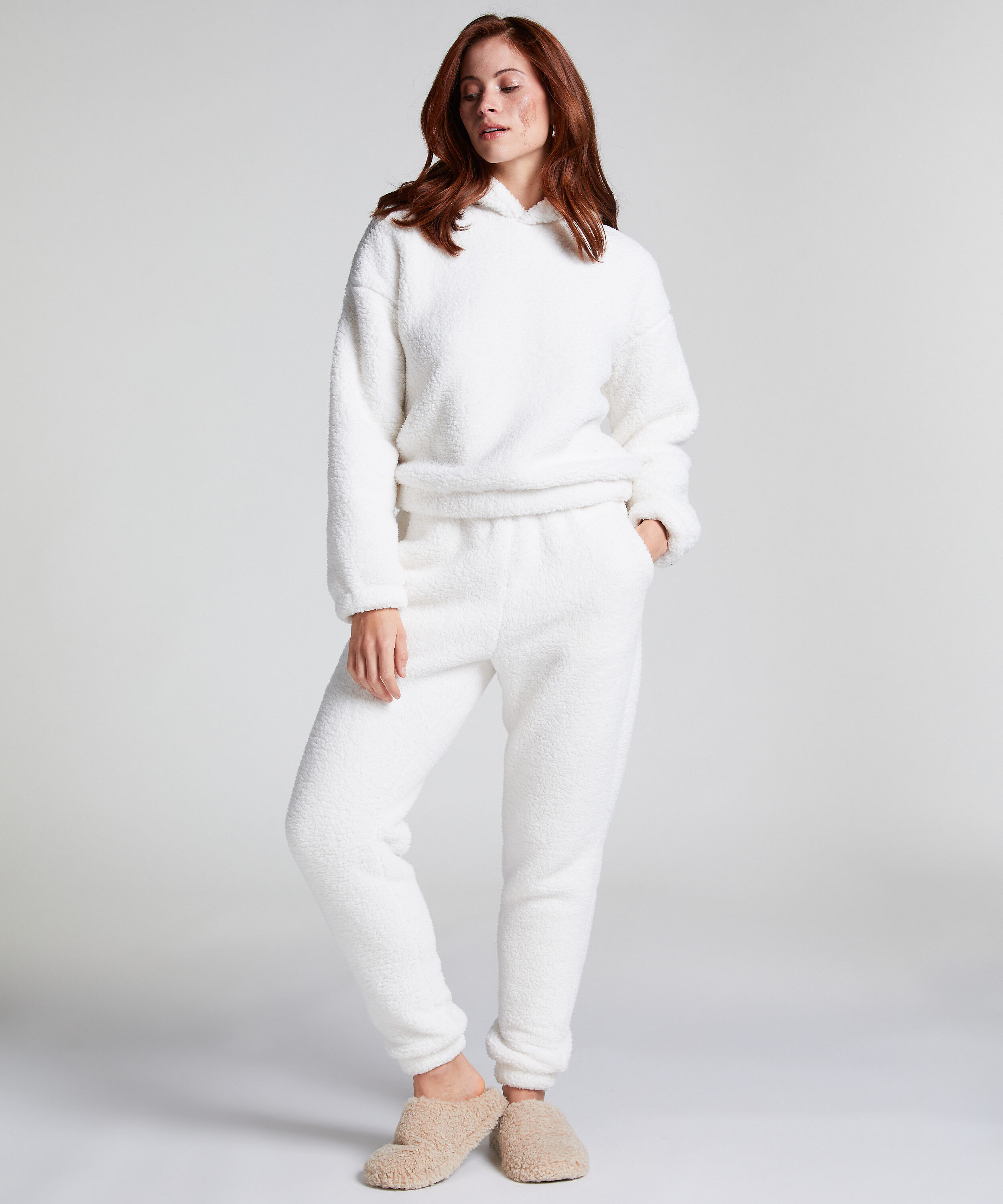 Joggingbroek Fleece Snuggle, Wit Joggingbroek Fleece Snuggle, Wit