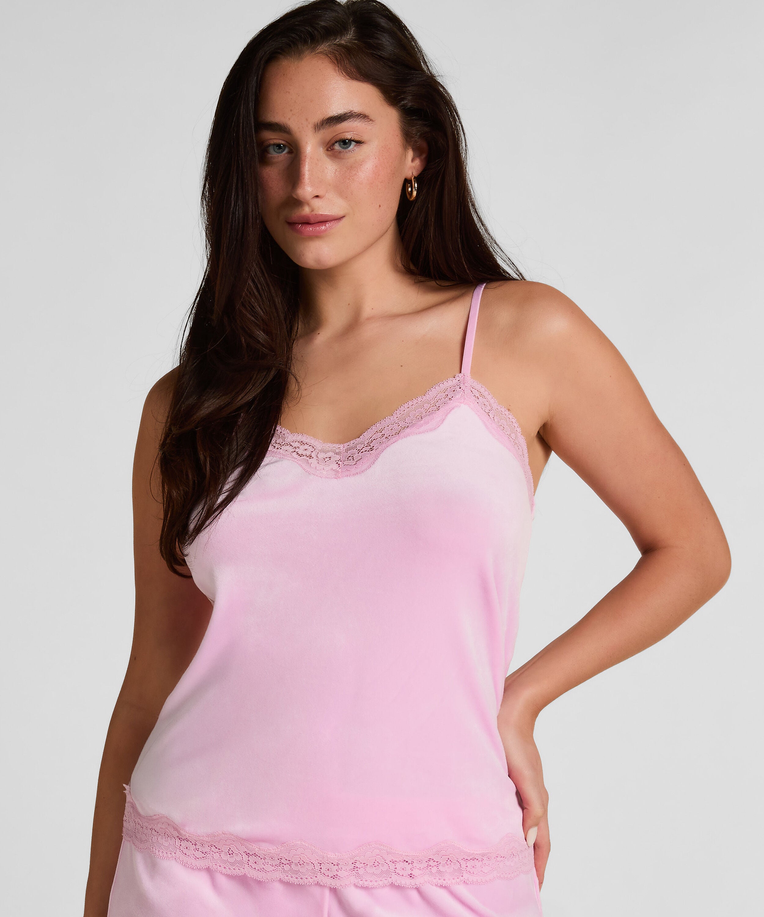 Cami top Velours Lace, Roze Cami top Velours Lace, Roze