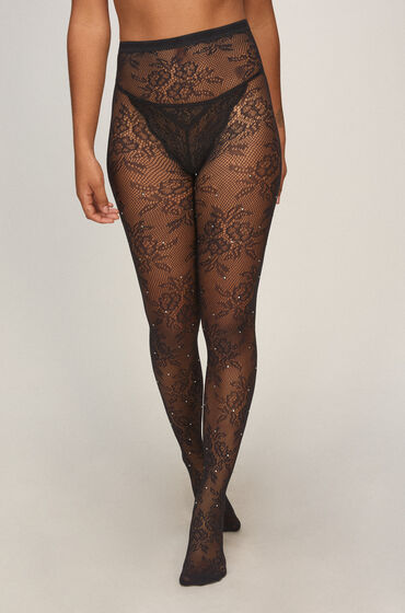 Hunkemöller Tight Allover Lace Rhinestones Zwart