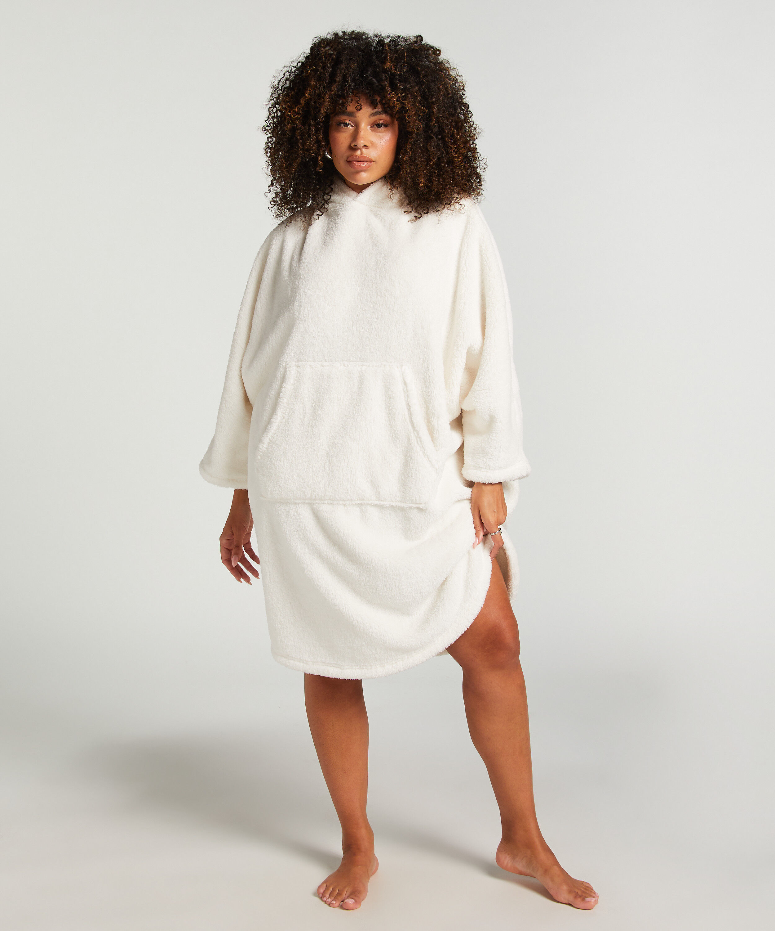 Snuggle Fleece Jurk Lounge, Wit