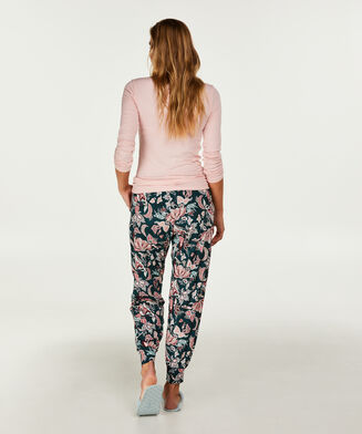 Pyjama top lange mouwen rib, Roze