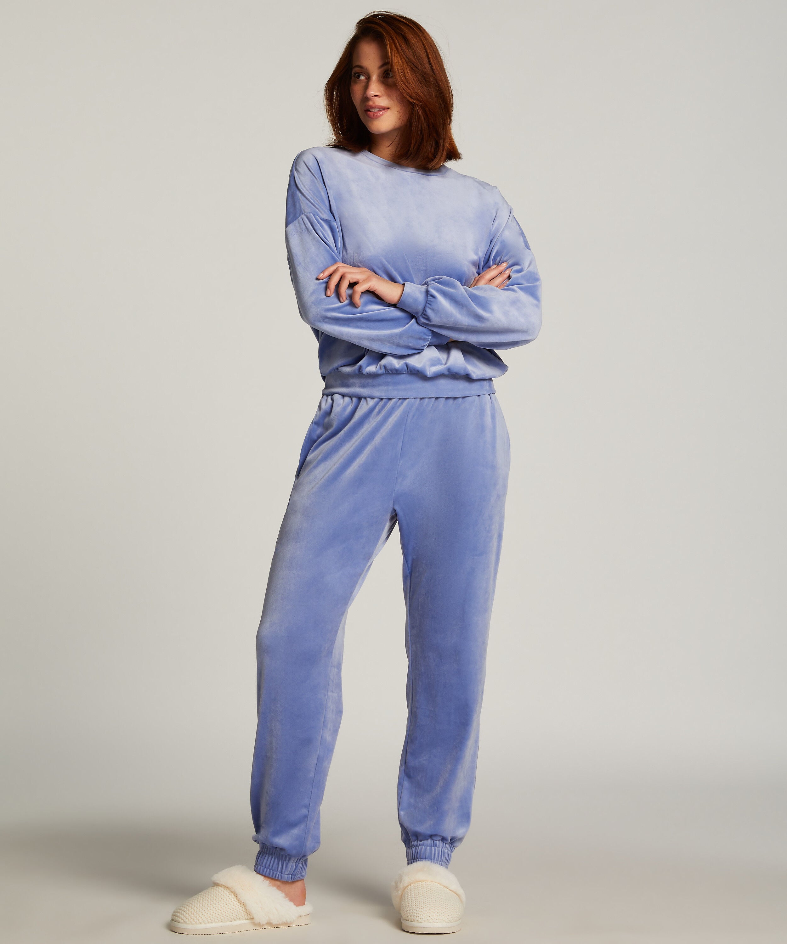 Joggingbroek Velours, Blauw