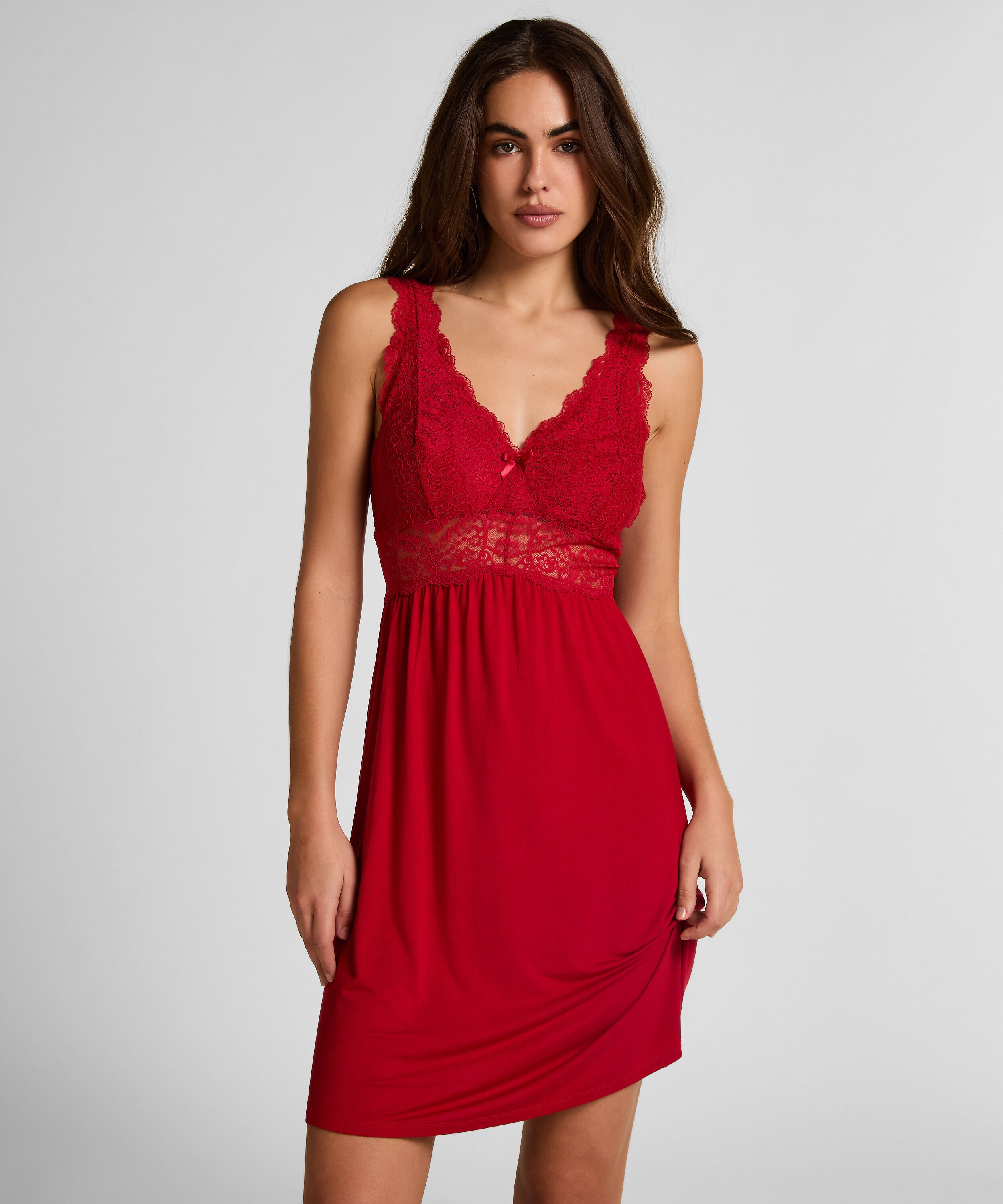 Slipdress Nora Lace, Rood
