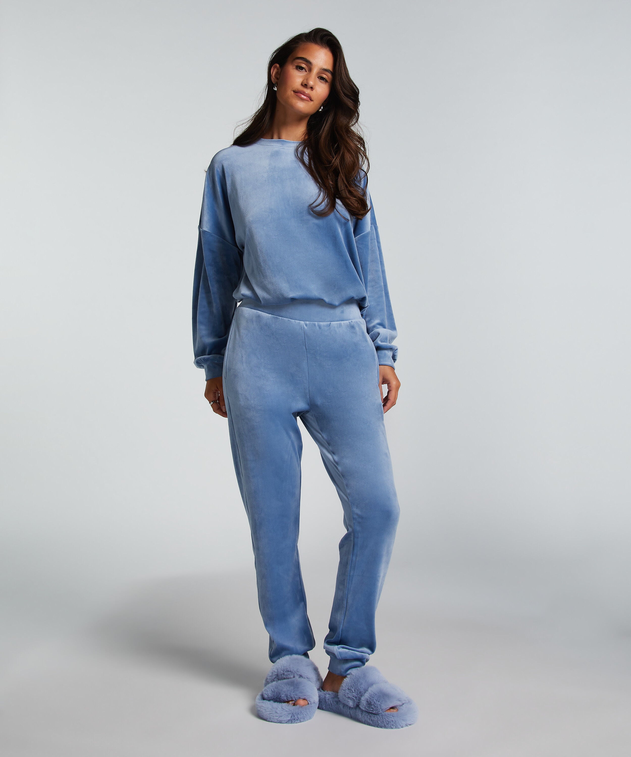 Joggingbroek Velours, Blauw