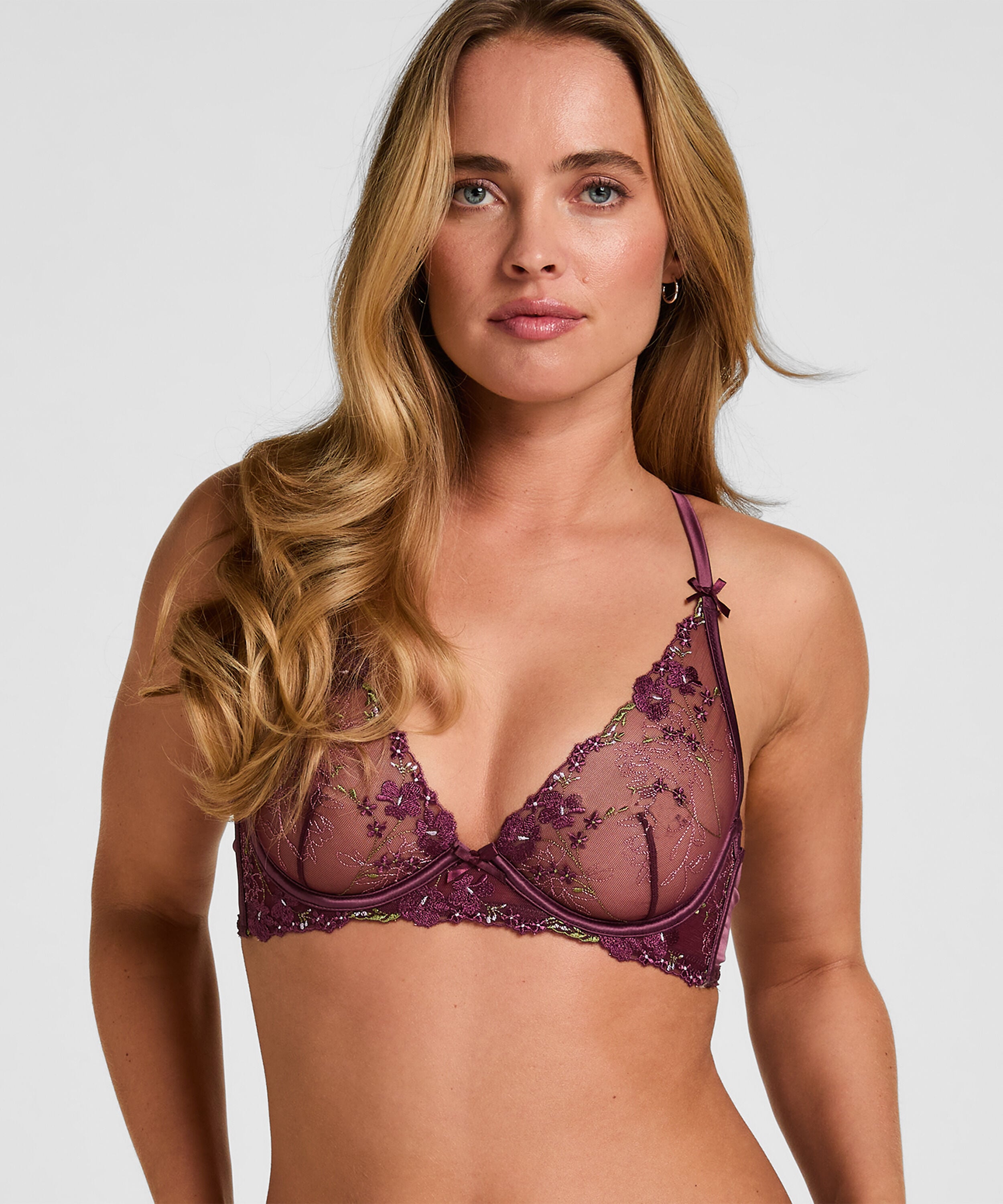 Niet-Voorgevormde Beugel Longline Bh Peonie, Paars