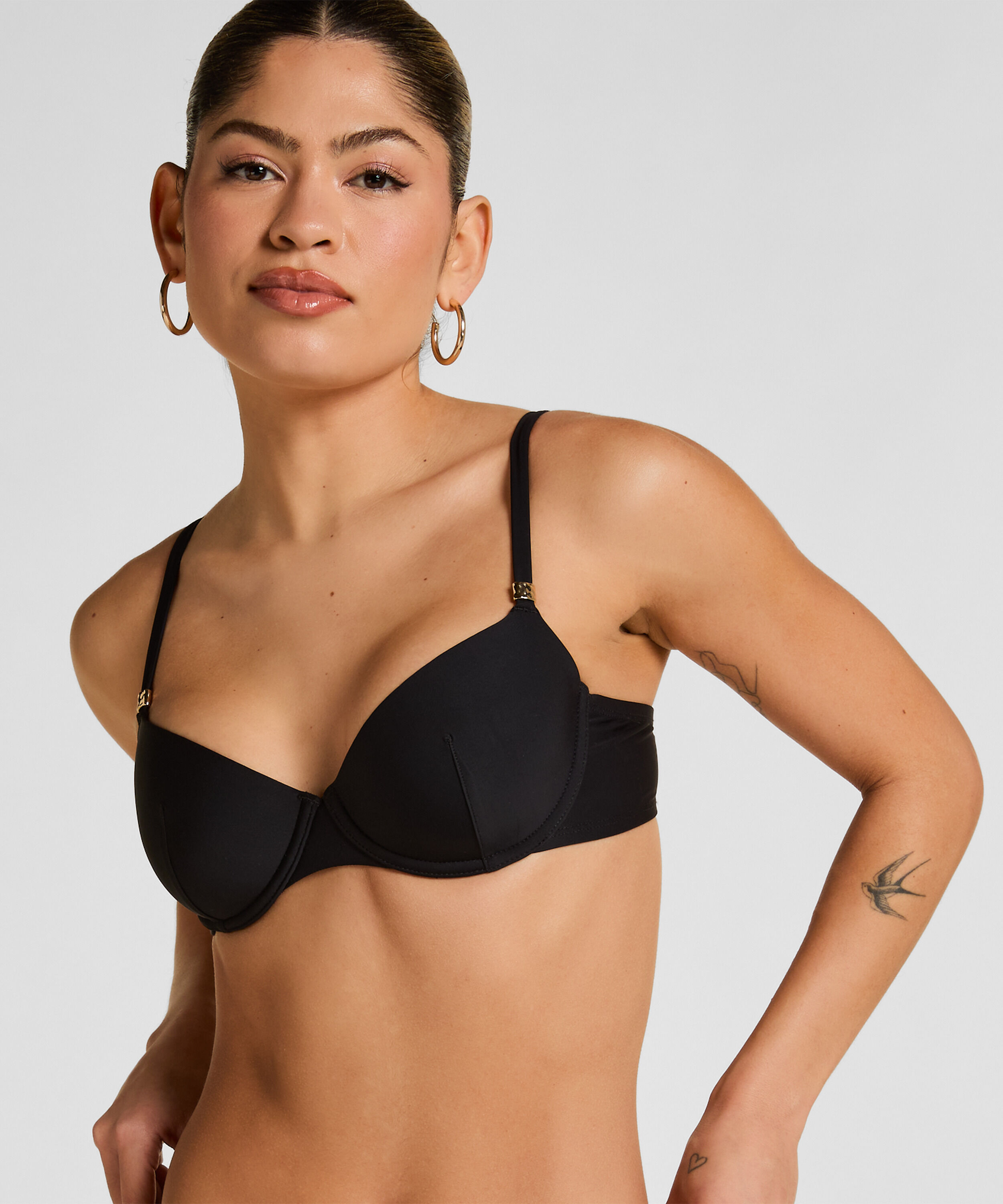 Voorgevormde Beugel Bikinitop Luxe, Zwart