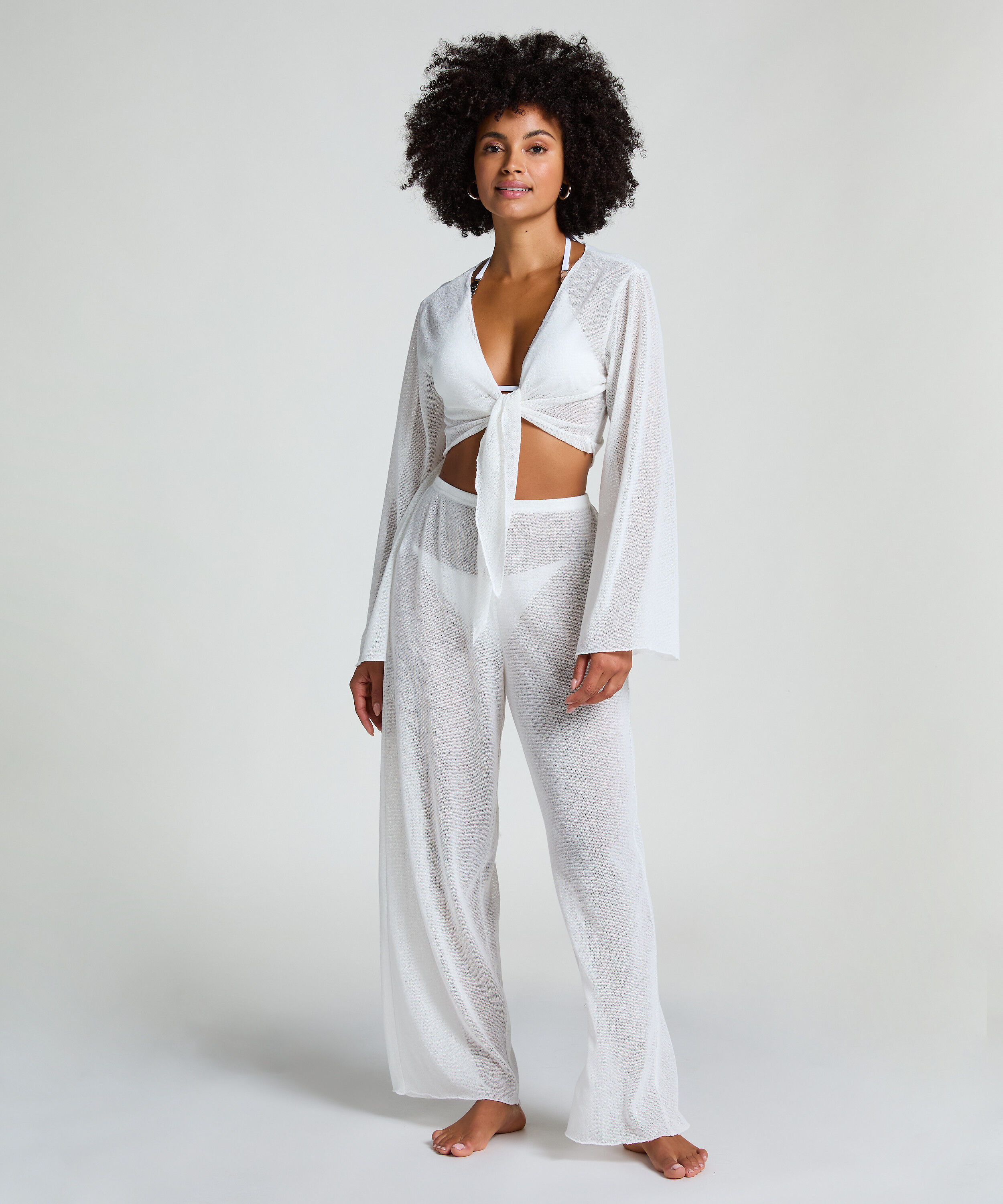 Gebreide Strandbroek, Wit Gebreide Strandbroek, Wit