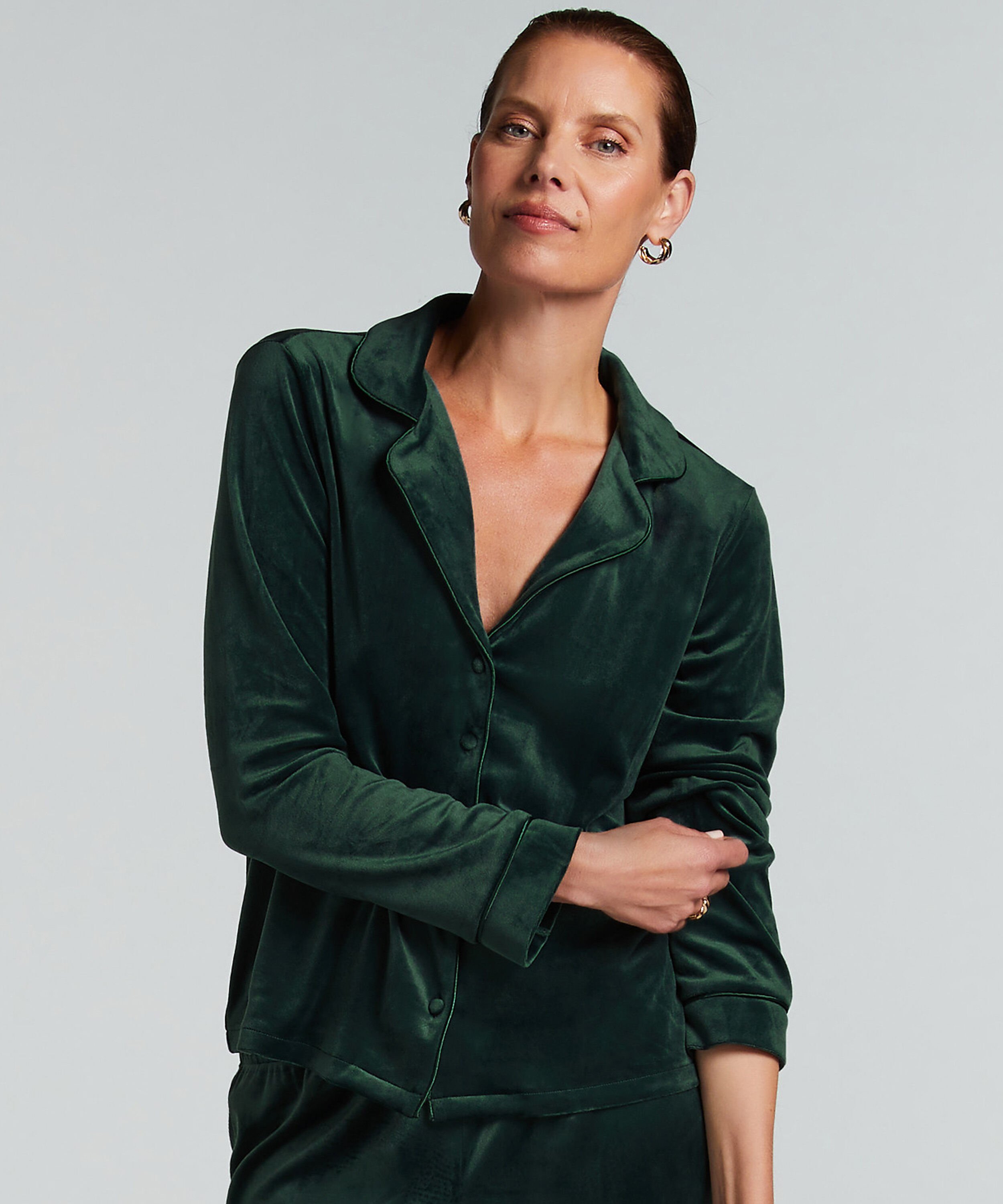 Lange mouwen jacket velours, Groen Lange mouwen jacket velours, Groen