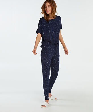 Pyjama top korte mouwen loose fit, Blauw