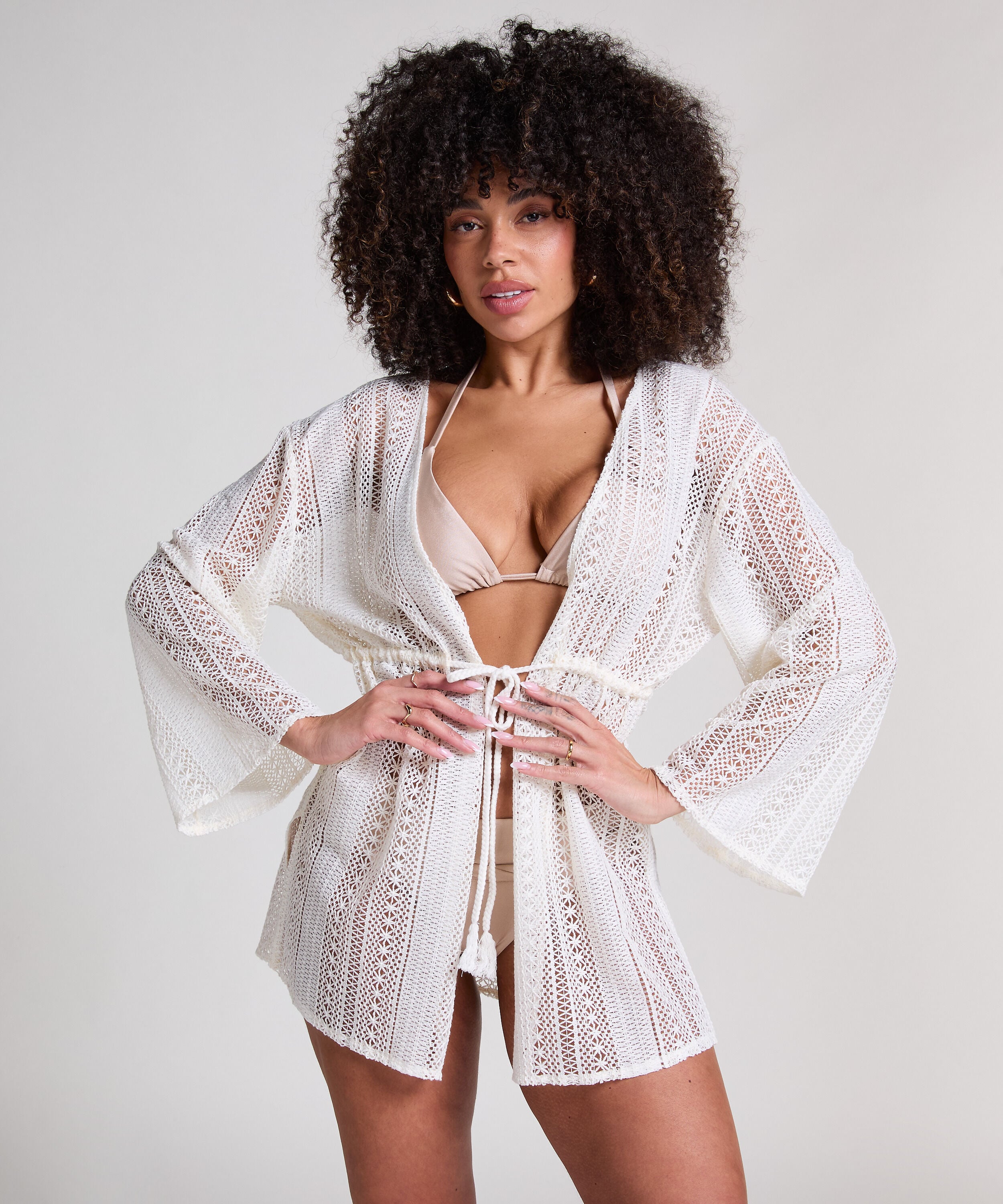 Gehaakte strandkaftan, Wit