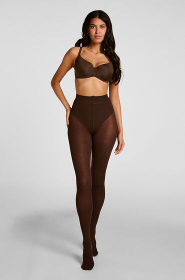 Hunkemöller Geribbelde Panty Cashmere Blend Bruin