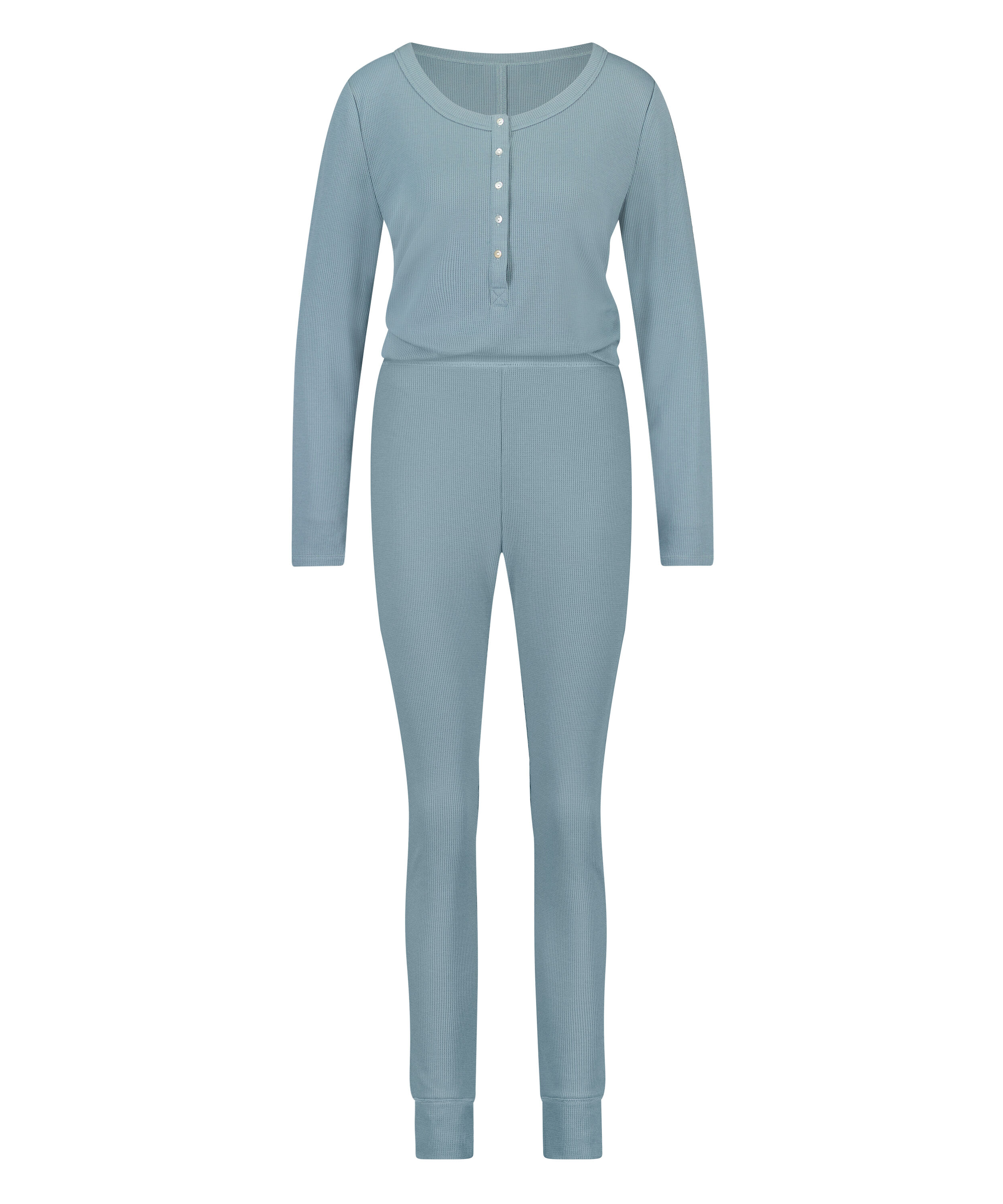 Pyjama Waffle Placket, Blauw