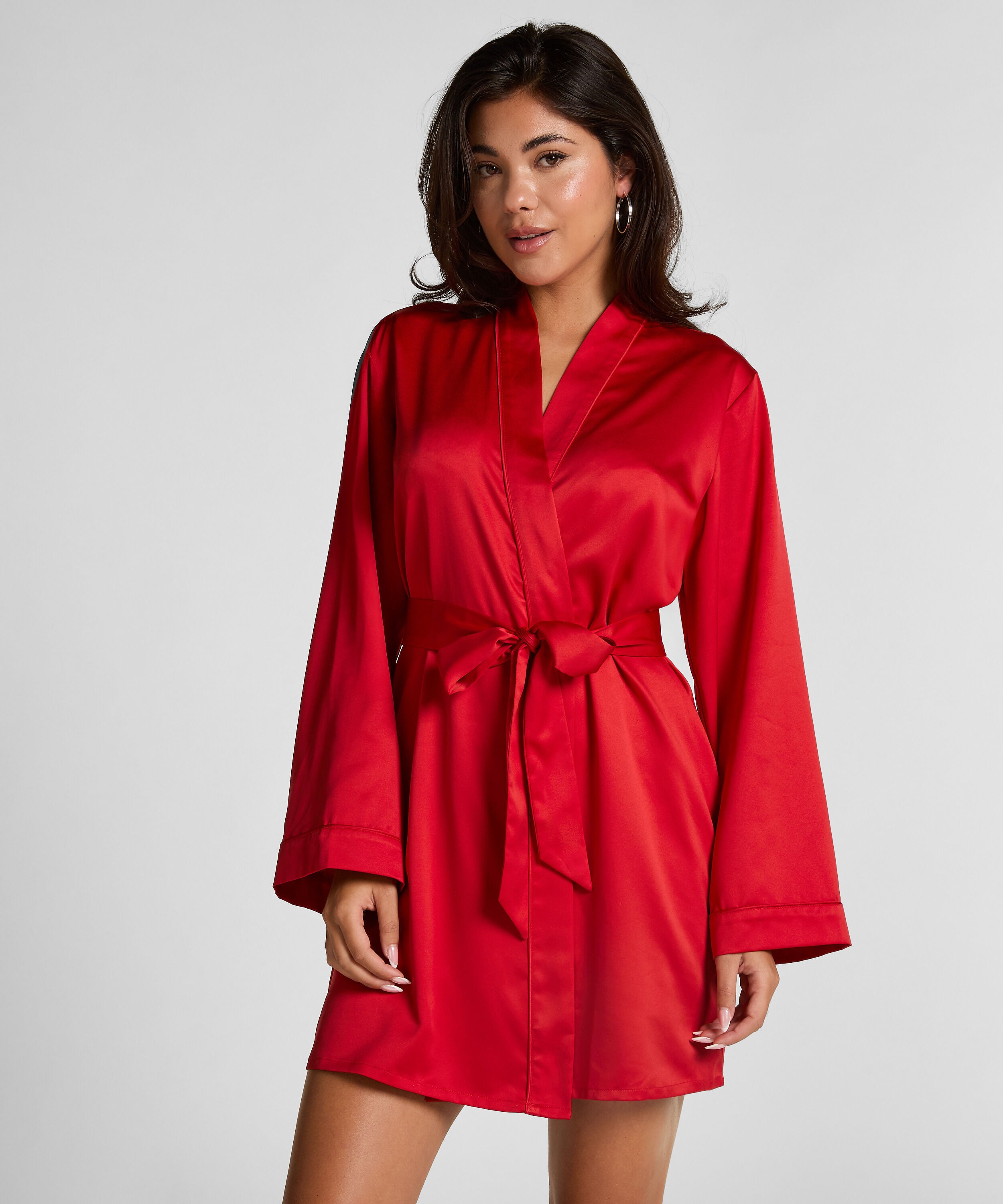 Kimono Satin, Rood Kimono Satin, Rood