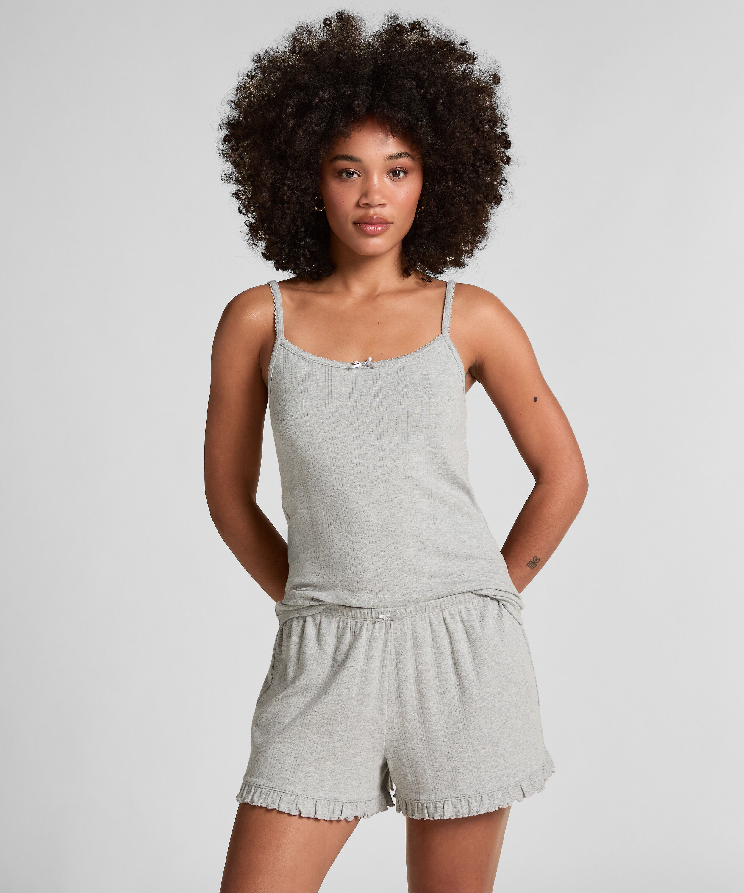 Pointelle short, Grijs Pointelle short, Grijs